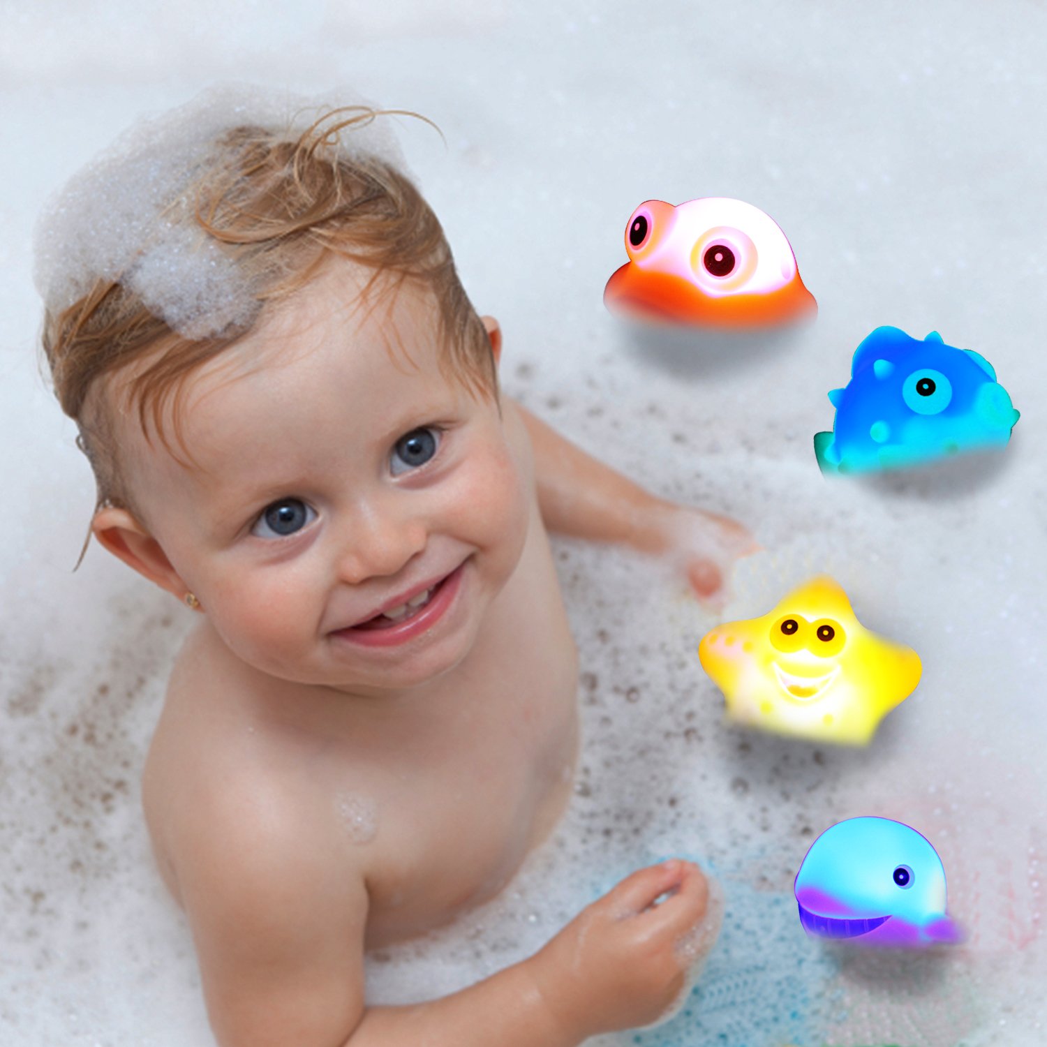 Foto 3 pulgar | Venta Internacional - Juguetes De Baño Jasnkkont Iluminan Animales De Goma Flotantes, 8 Unidades