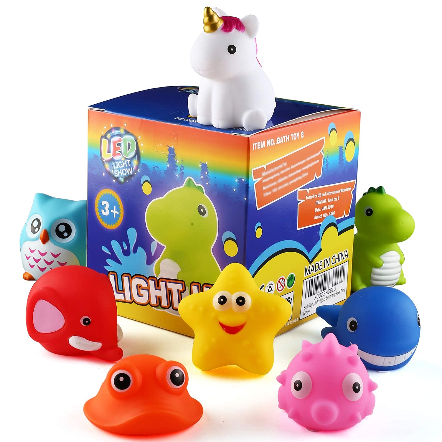Foto 8 pulgar | Venta Internacional - Juguetes De Baño Jasnkkont Iluminan Animales De Goma Flotantes, 8 Unidades