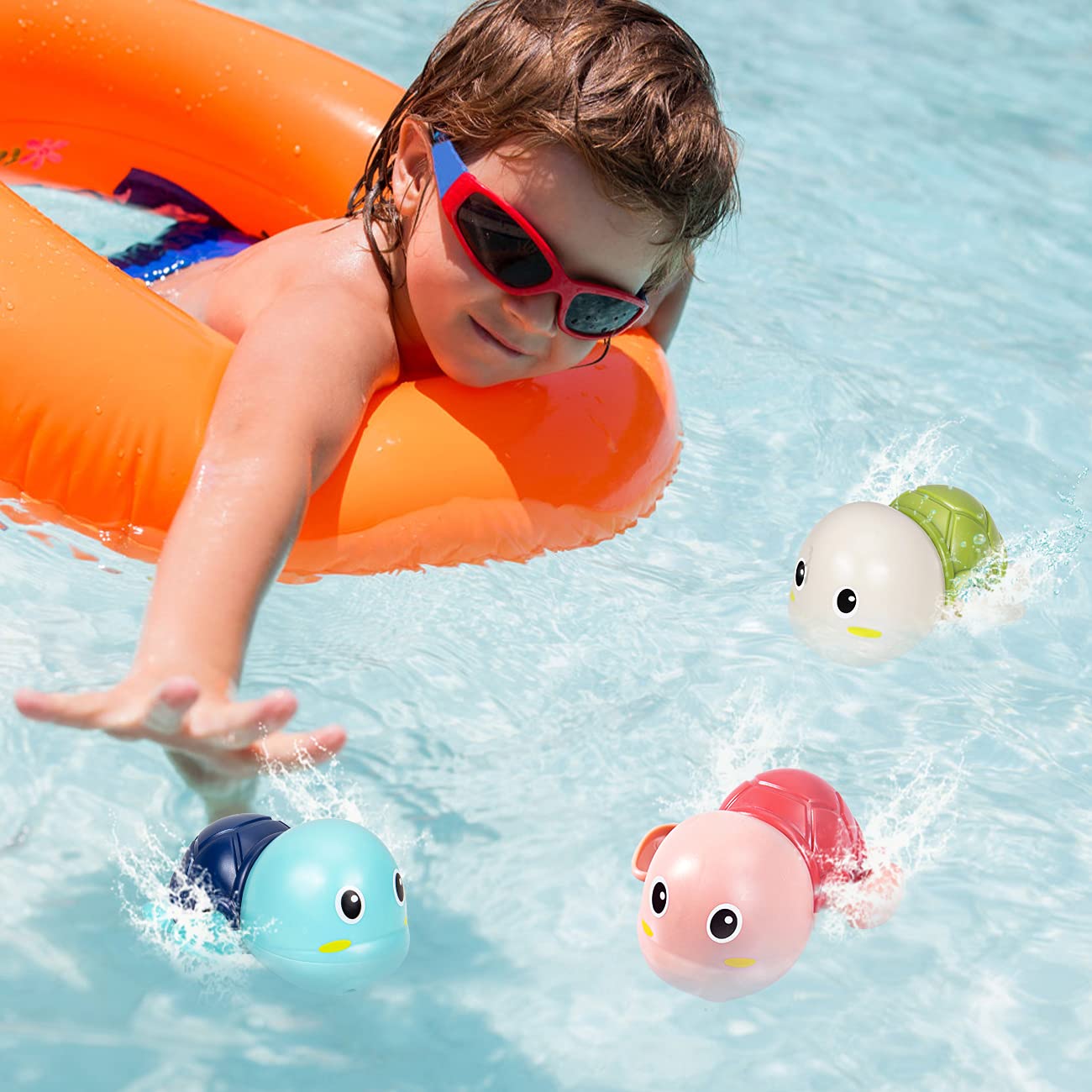 Foto 7 pulgar | Venta Internacional - Tortuga Nadadora Sephix De Bath Toys Para Niños De 1 A 3 Años Con Cuerda, Paquete De 3