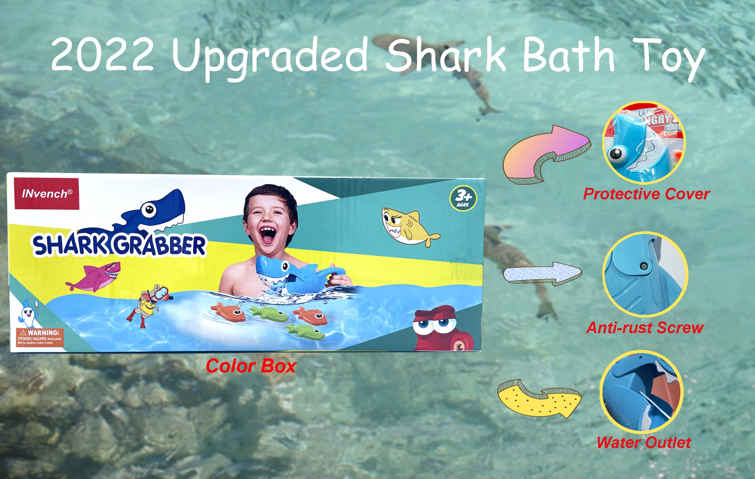 Foto 3 pulgar | Venta Internacional - Juguete de baño Invench Shark Grabber Blue