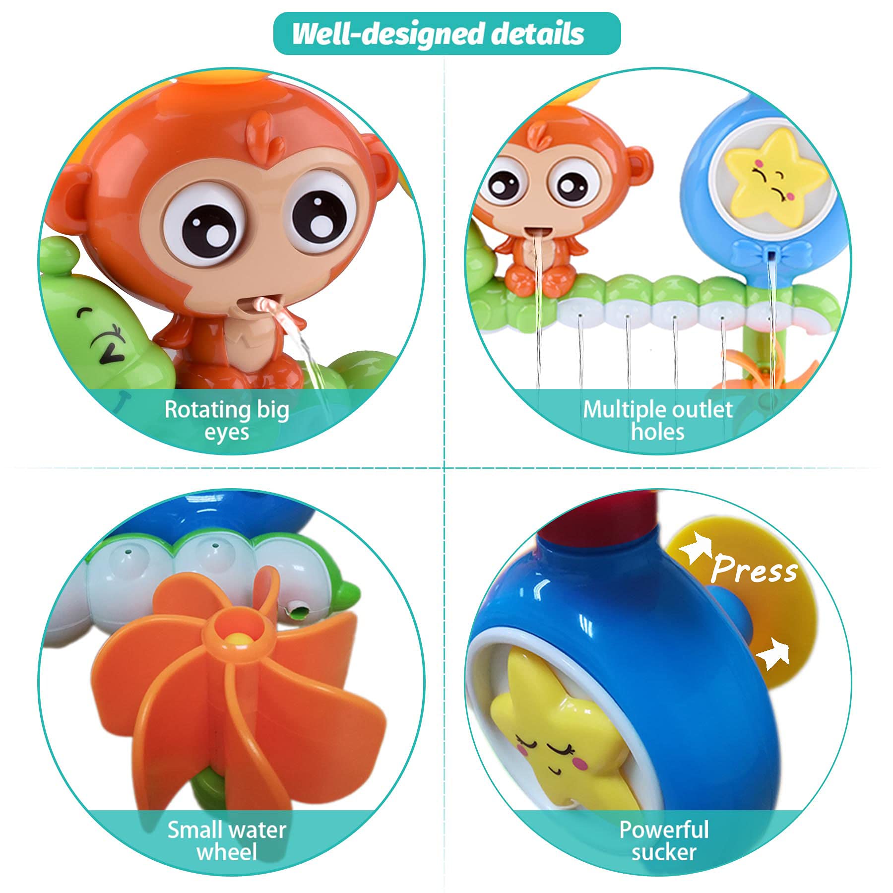 Foto 5 pulgar | Venta Internacional - Juguete De Baño Goodlogo Monkey Waterfall Para Niños De 1 A 4 Años
