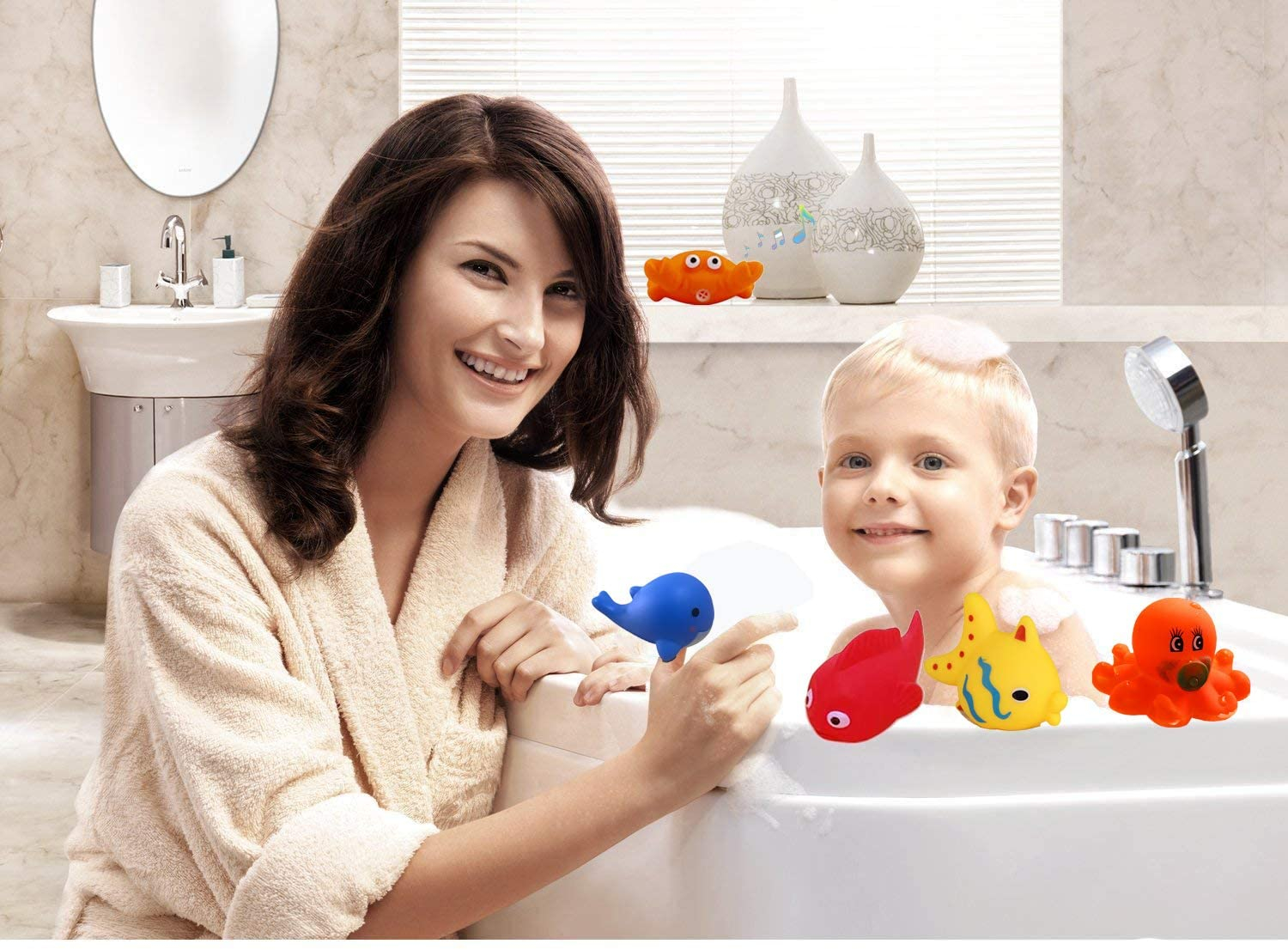 Foto 8 pulgar | Juguetes De Baño Umbworld Rubber Floating Squeaky Para Niños Pequeños - Venta Internacional.