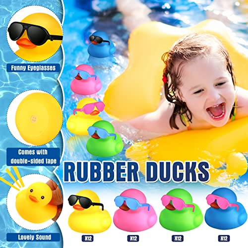 Foto 4 pulgar | Juego De Juguetes Bath Duck Rubber Ducky Con Gafas De Sol, 48 Piezas Para Niños - Venta Internacional.