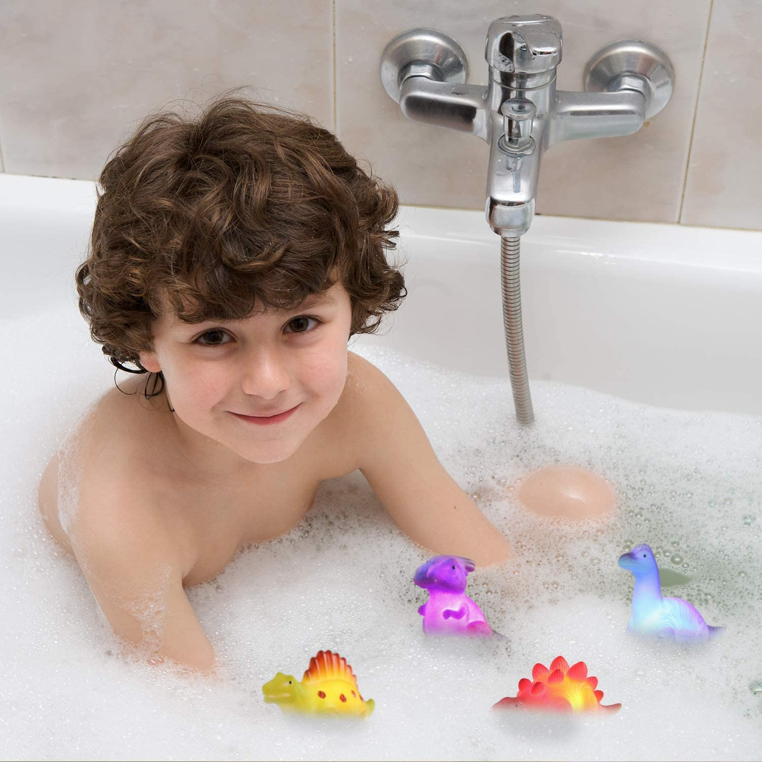 Foto 7 | Juguete De Baño Mapixo Con Dinosaurios Flotantes Iluminados, Paquete De 6 Unidades Para Bebé - Venta Internacional.