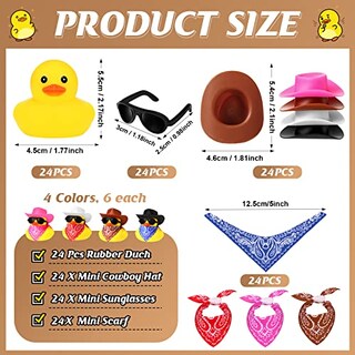 Foto 3 | Set Rubber Duck Sosation Cowboy Con Sombrero, Gafas De Sol Y Pañuelo - Venta Internacional.