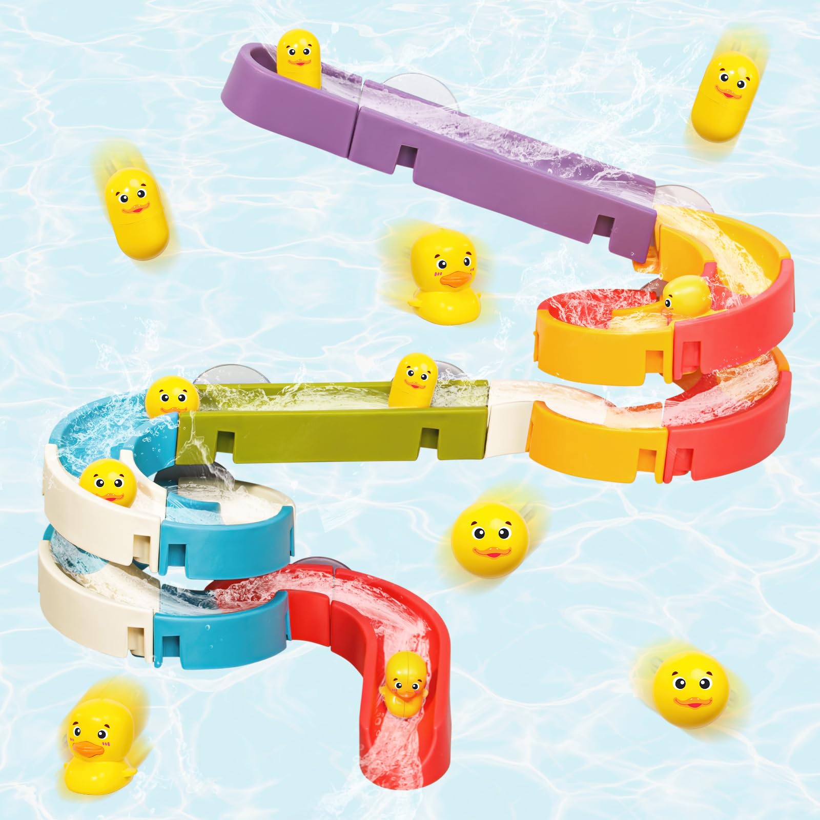 Foto 2 pulgar | Juego de Construcción de Rieles de Pared Tiyol Duck Slide de Bath Toy 34 piezas - Venta Internacional