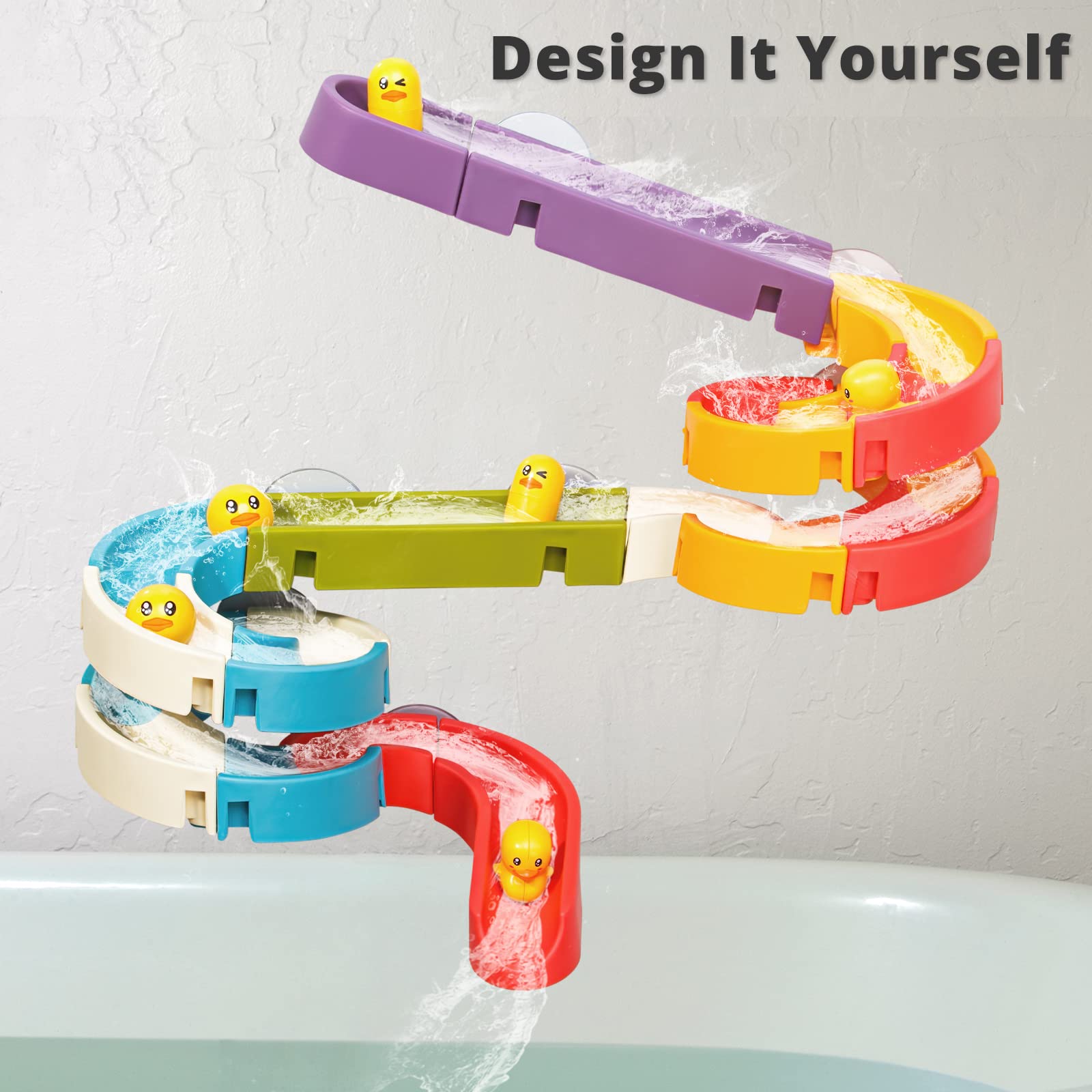 Foto 3 pulgar | Juego de Construcción de Rieles de Pared Tiyol Duck Slide de Bath Toy 34 piezas - Venta Internacional