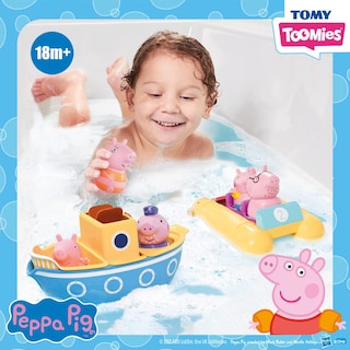 Foto 2 | Set De Juguetes De Baño Tomy Peppa Pig Boat Adventure 18m+ Con 2 Barcos - Venta Internacional.