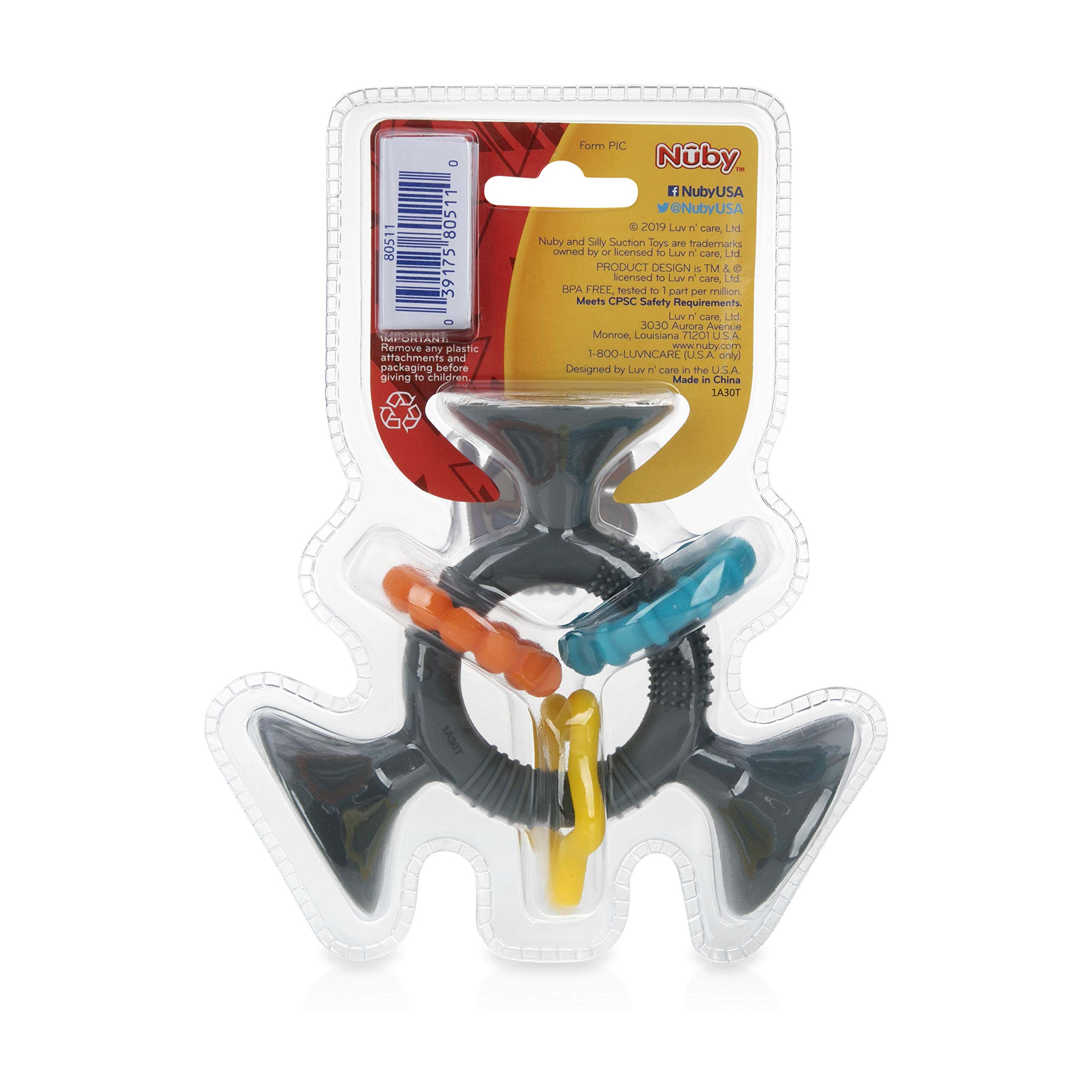 Foto 6 pulgar | Juguete De Succión Nuby Silly Three Prong Interactive Grey - Venta Internacional.