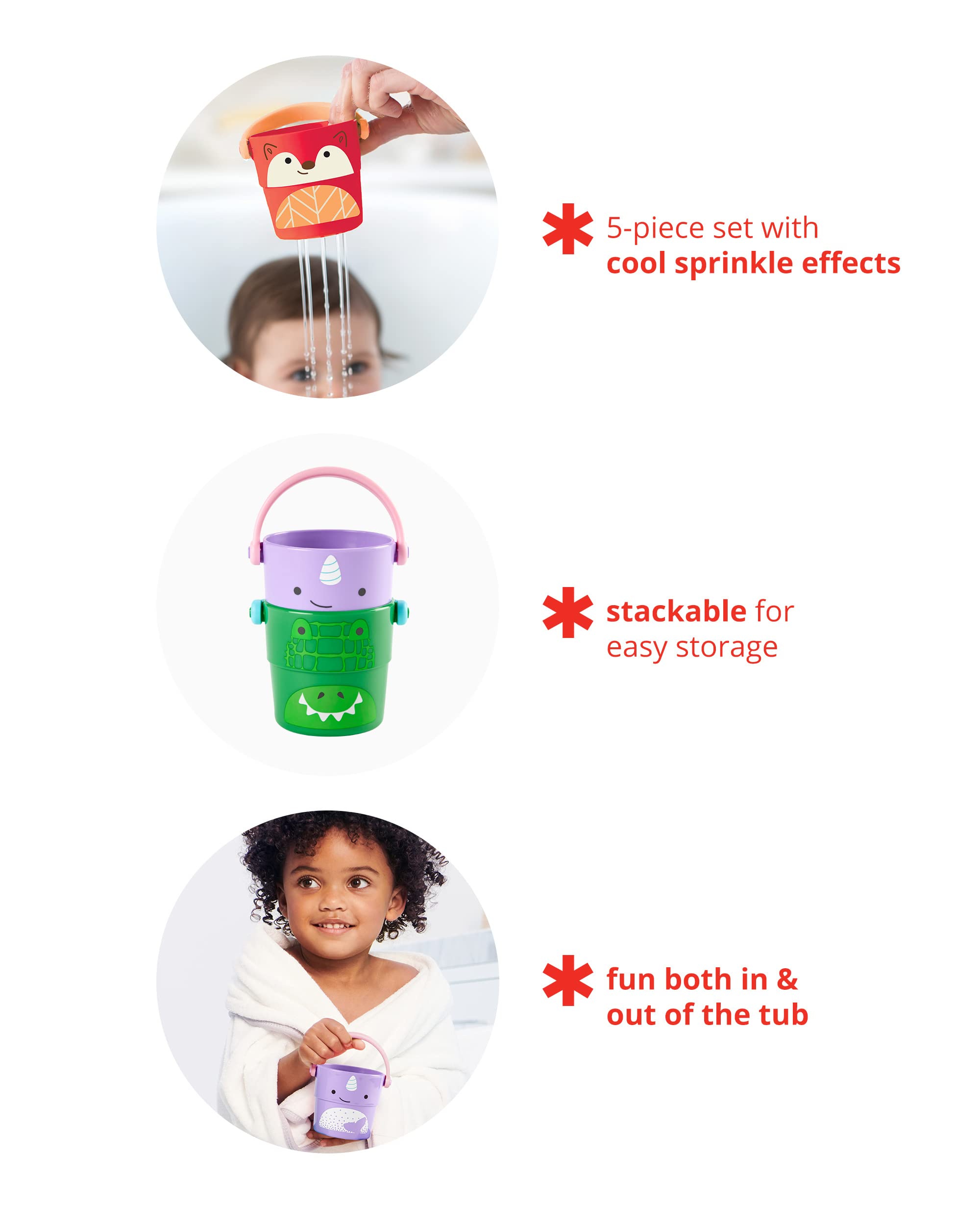 Foto 2 | Cubos Para Juguetes De Baño Skip Hop Zoo Stack & Pour Pastel - Venta Internacional.