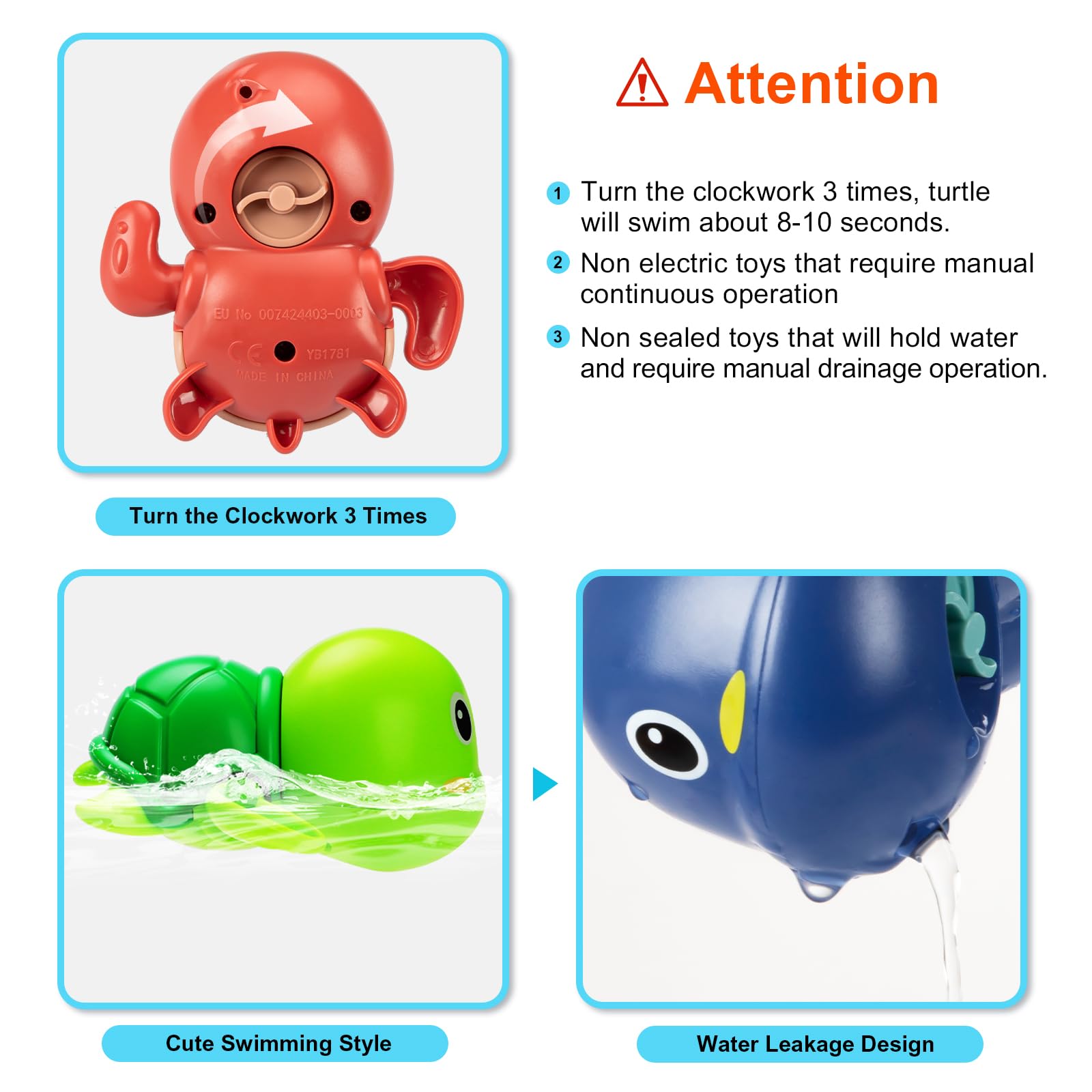 Foto 5 pulgar | Tortuga Nadadora Tohibee De Bath Toys, Paquete De 6, Para Niños Pequeños De 1 A 3 Años - Venta Internacional.