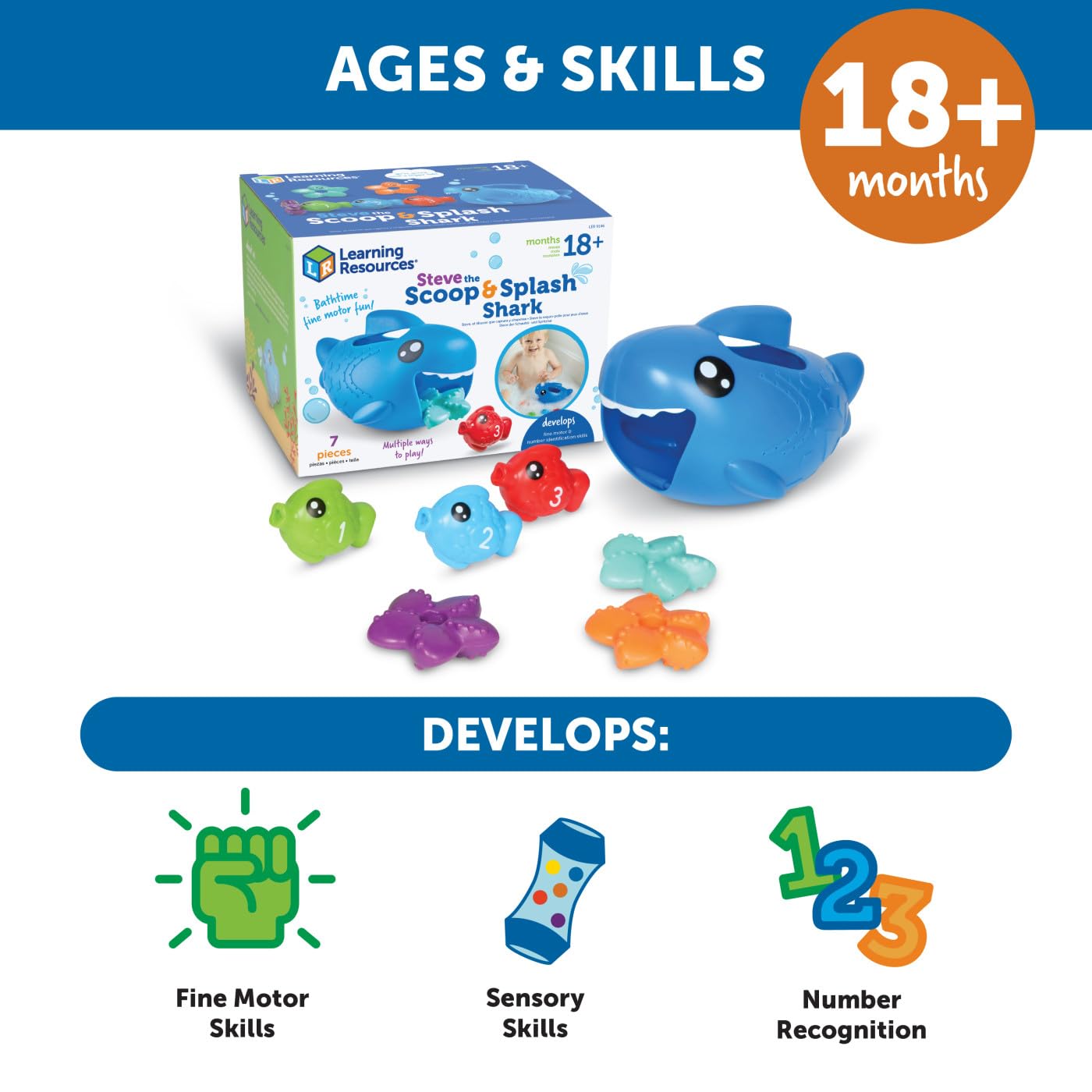 Foto 5 pulgar | Recursos De Aprendizaje Sobre Juguetes Steve The Scoop Y Splash Shark 18m+ - Venta Internacional.