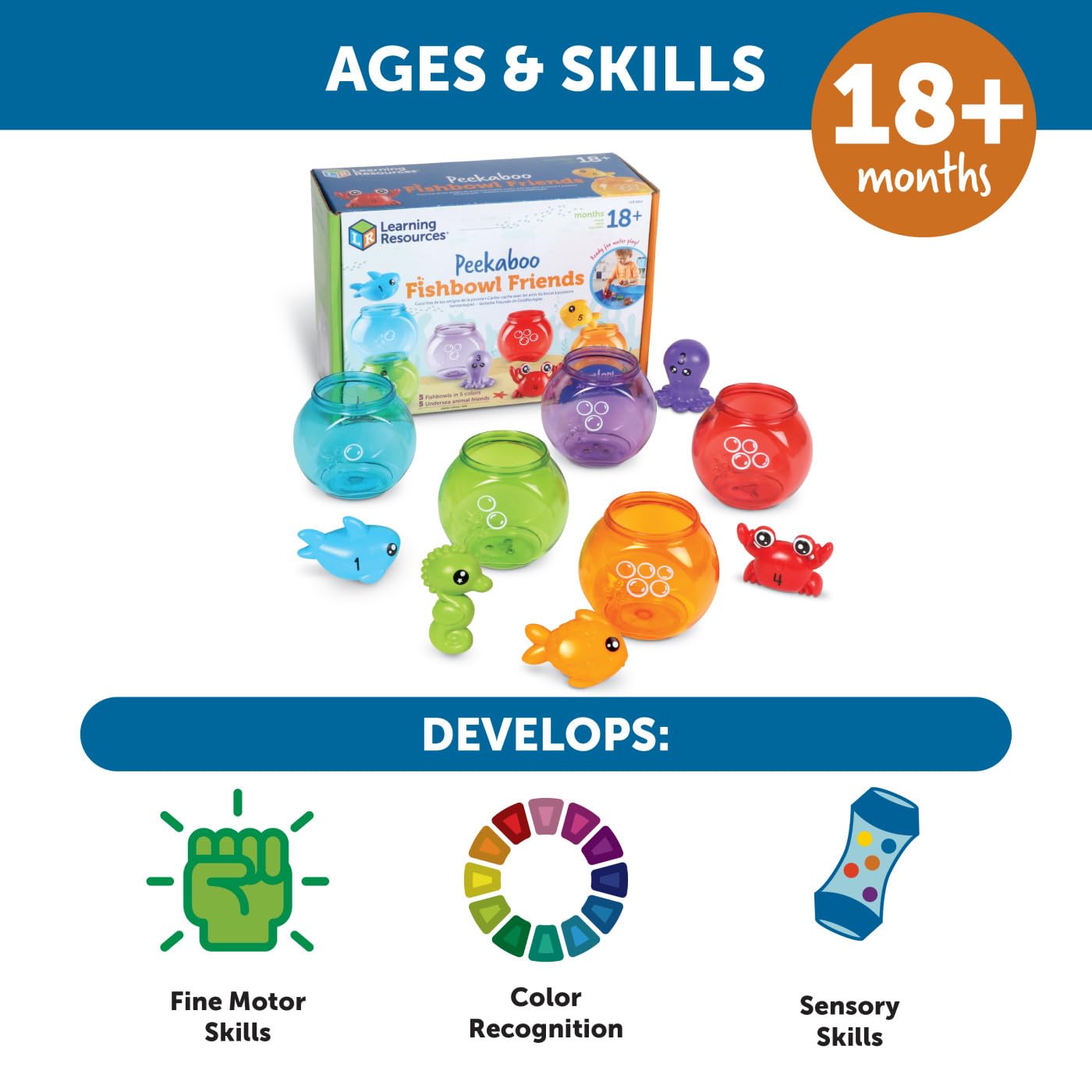 Foto 6 pulgar | Toy Learning Resources Peekaboo Fishbowl Friends, 10 Piezas - Venta Internacional.