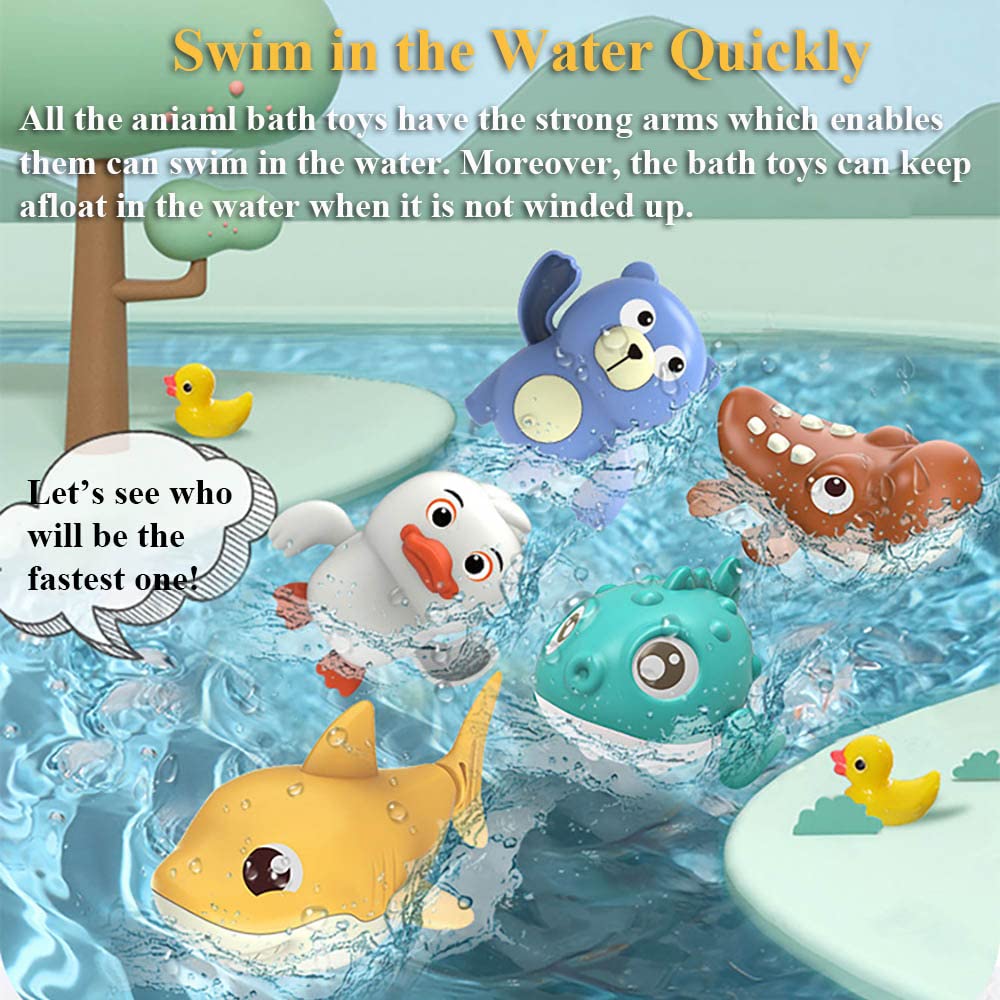 Foto 5 pulgar | Set De Juguetes De Baño Nextake Wind-up Swimming, Tiburón, Pato, Oso, Cocodrilo - Venta Internacional.