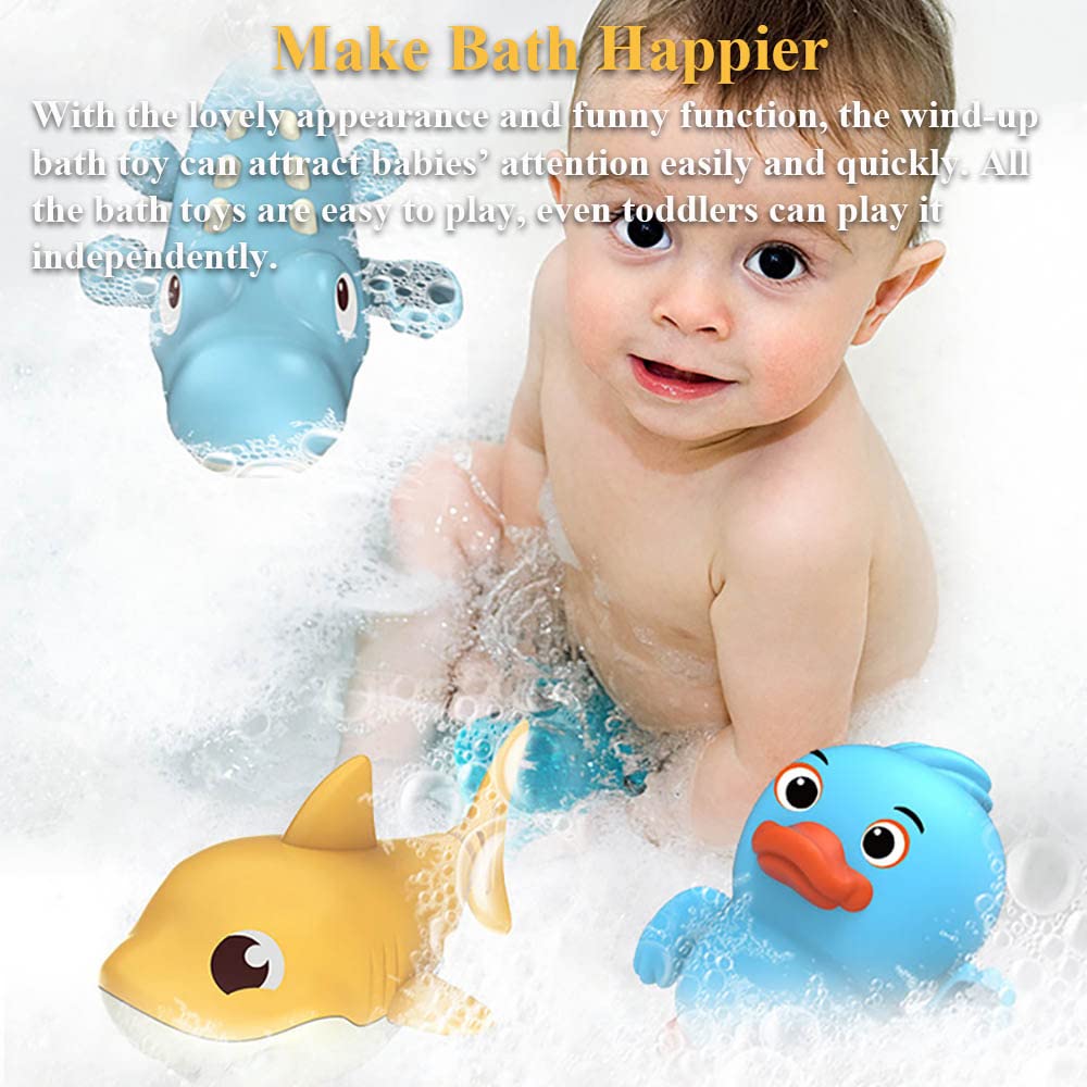 Foto 6 pulgar | Set De Juguetes De Baño Nextake Wind-up Swimming, Tiburón, Pato, Oso, Cocodrilo - Venta Internacional.