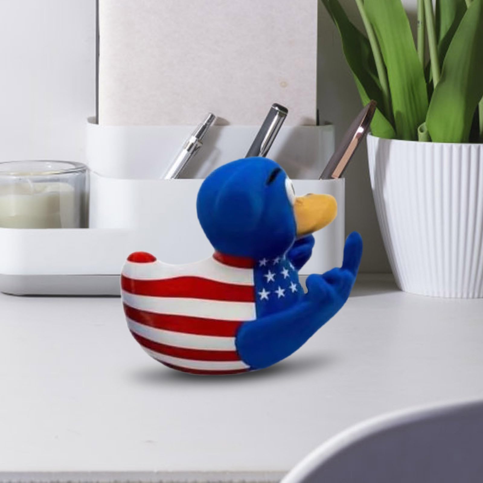 Foto 4 pulgar | Divertido Patrón De Bandera Estadounidense Con El Dedo Medio De Un Pato De Goma Para Decoración De Coches - Ve