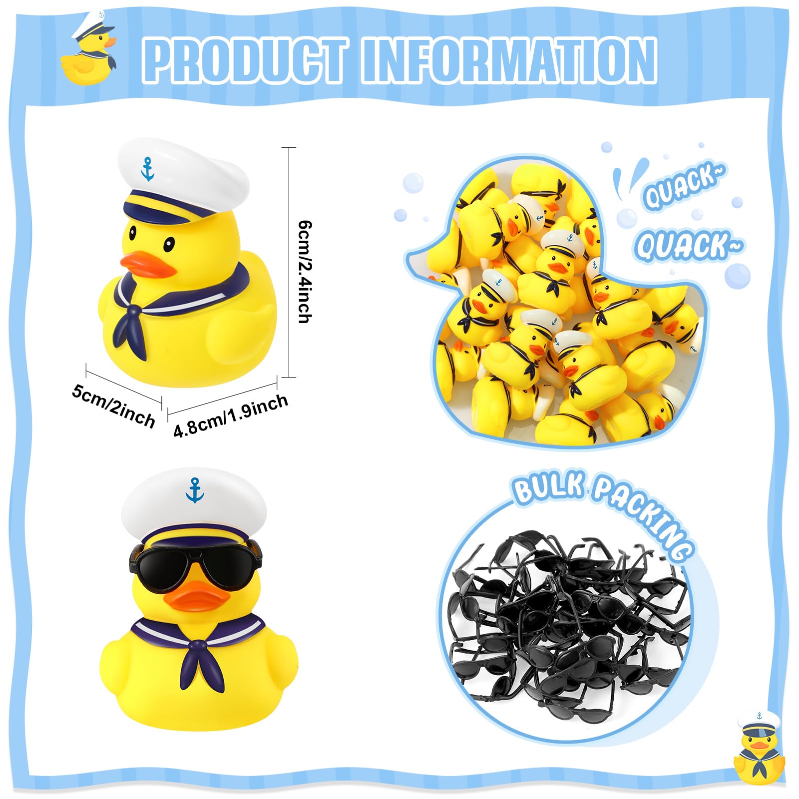 Foto 5 pulgar | Set Rubber Duck Sappy Cruise Duck Bulk Con Gafas De Sol, 48 Piezas - Venta Internacional.