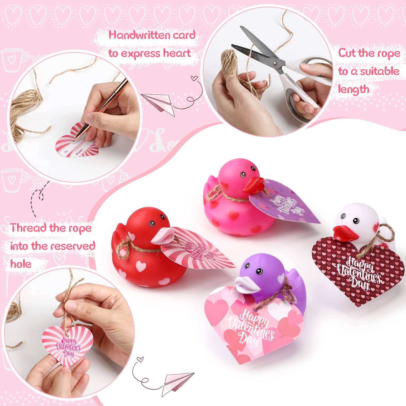 Foto 5 pulgar | Juego De Patos De Goma Jerify Para El Día De San Valentín Con Tarjetas De Regalo De 5 Cm Y 24 Unidades - Venta In