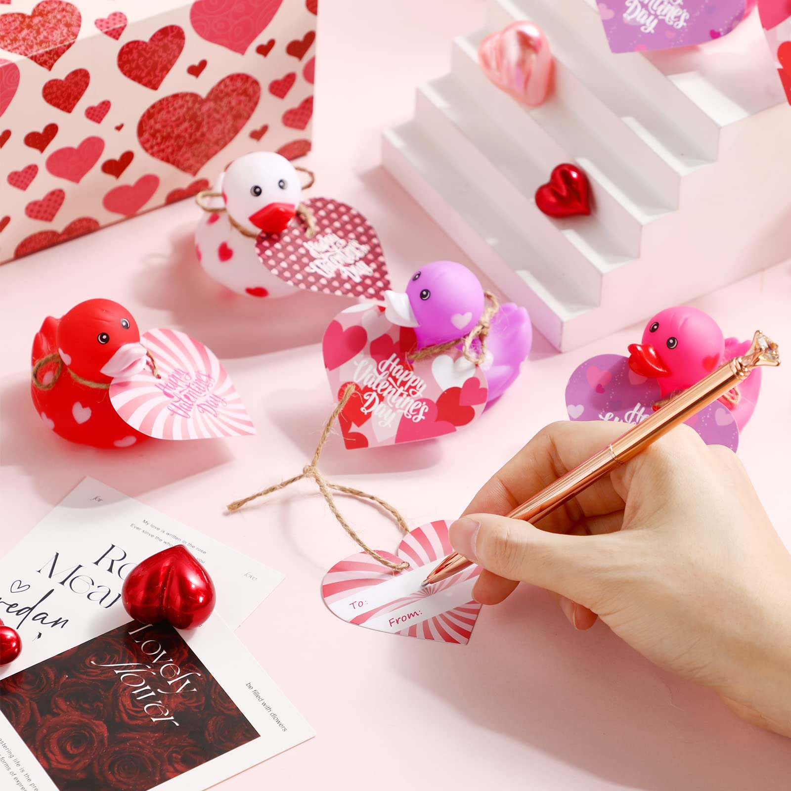 Foto 6 pulgar | Juego De Patos De Goma Jerify Para El Día De San Valentín Con Tarjetas De Regalo De 5 Cm Y 24 Unidades - Venta In