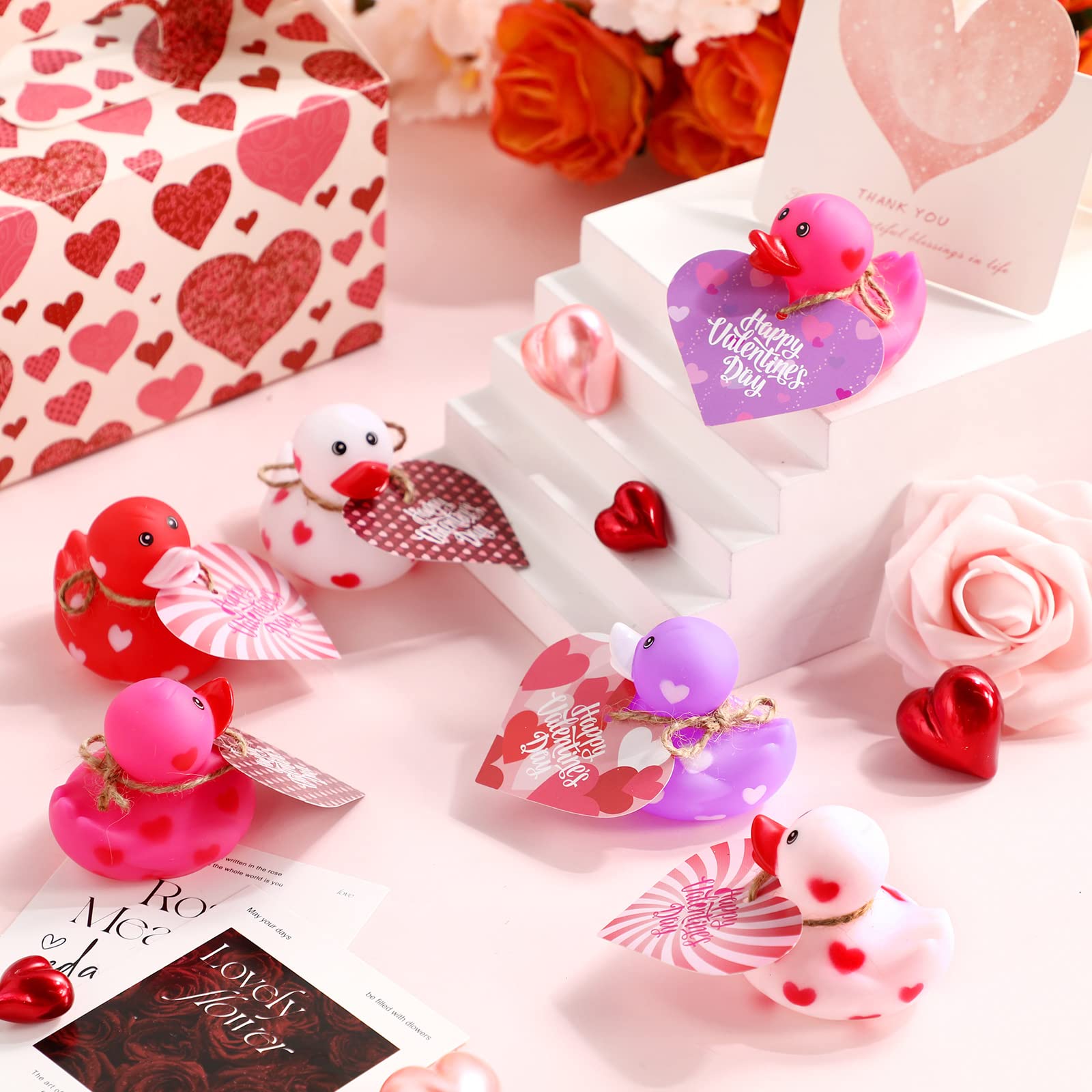 Foto 7 pulgar | Juego De Patos De Goma Jerify Para El Día De San Valentín Con Tarjetas De Regalo De 5 Cm Y 24 Unidades - Venta In