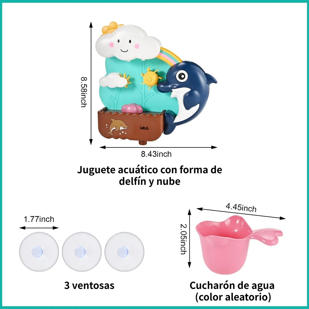 Foto 6 pulgar | Juguetes Bebé Lab.g Delfin Nube 3pz Multicolor
