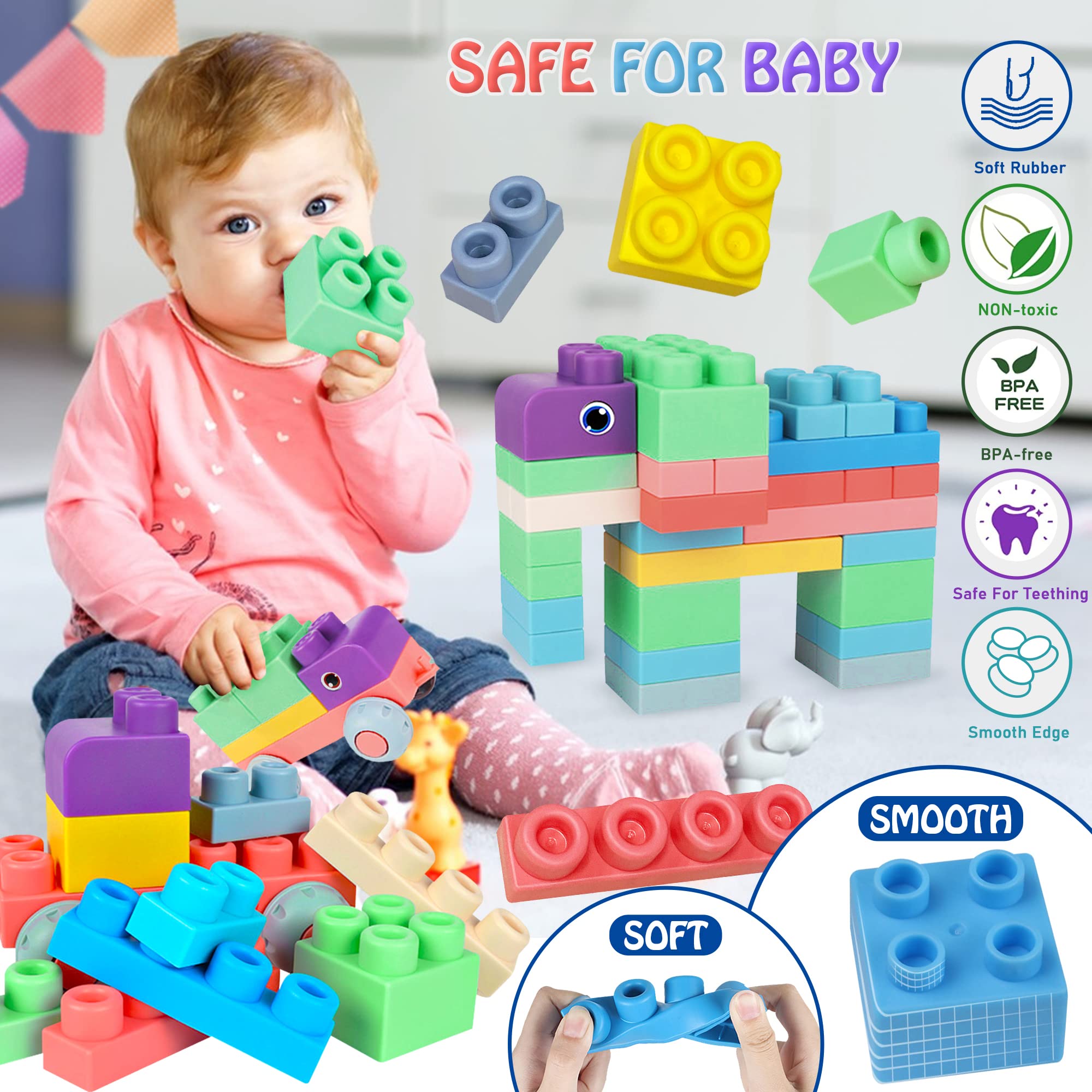 Foto 4 pulgar | Bloques Blandos Para Bebés Rohsce De Building Blocks, 70 Unidades, De 6 A 18 Meses - Venta Internacional.