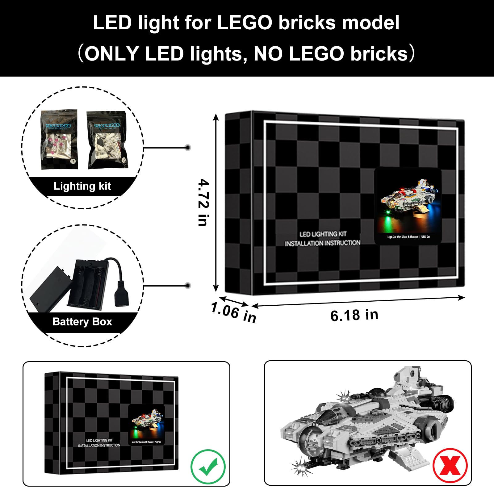 Foto 3 pulgar | Set De Luces Led Para Lego Star Wars Ghost & Phantom Ii 75357 Vaodest - Venta Internacional.