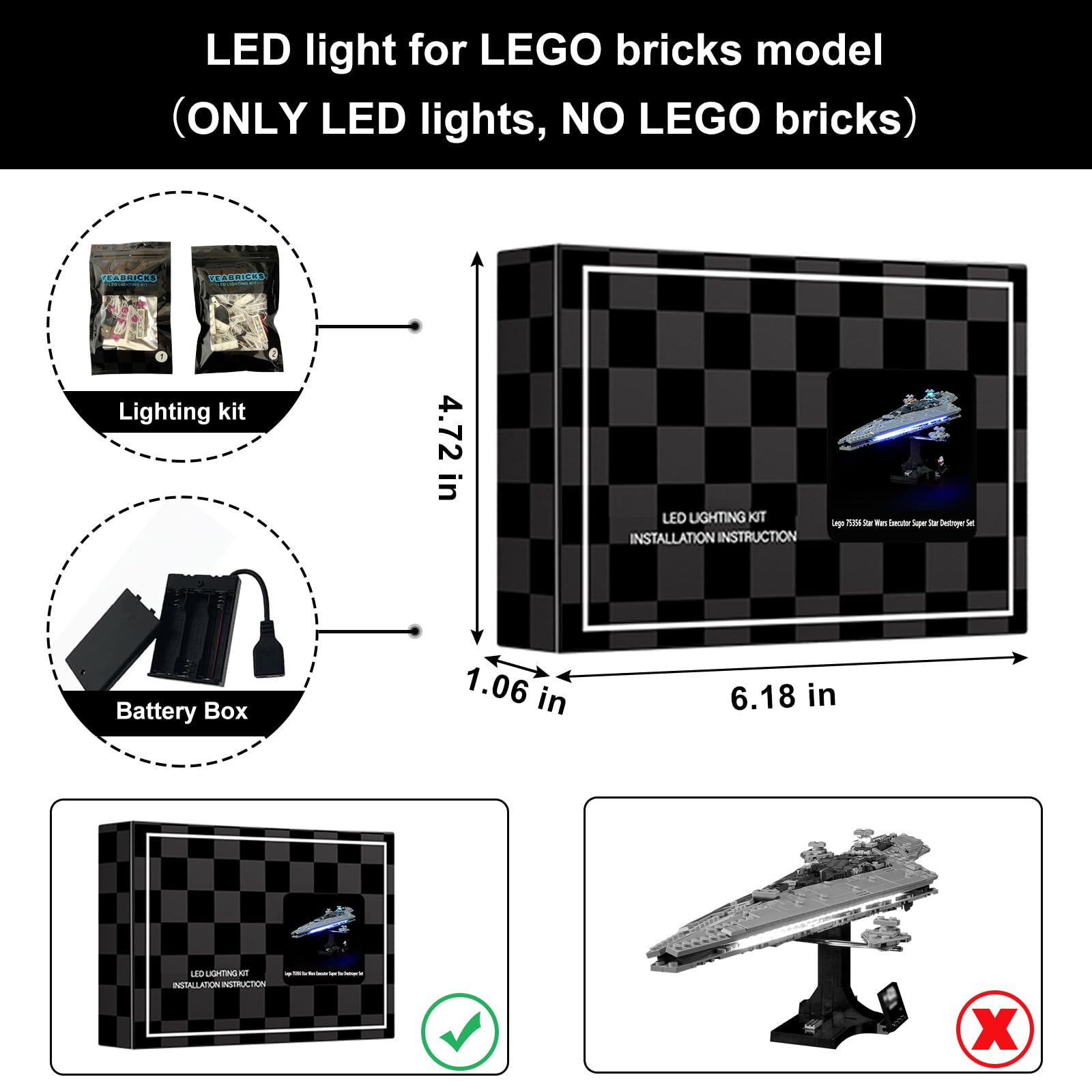 Foto 3 pulgar | Luz Led Para Lego 75356 Star Wars Executor Super Star Destroyer Set Vaodest - Venta Internacional.