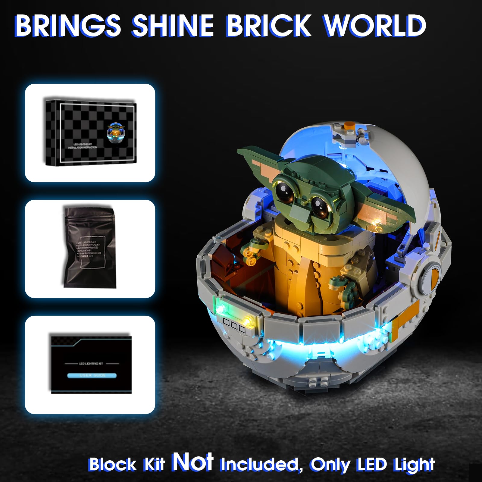Foto 6 | Luz Led Para Lego 75403 Grogu Con Set De Cochecito Flotante Vaodest - Venta Internacional.