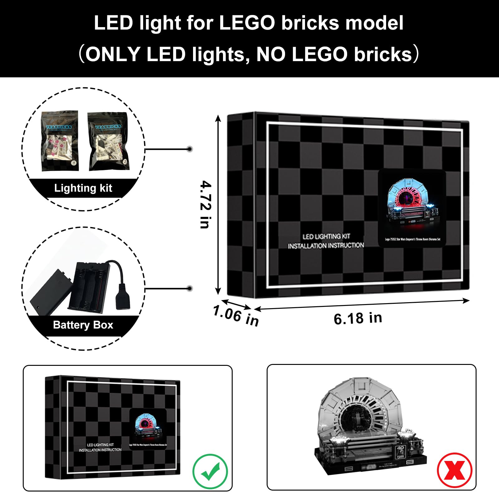 Foto 3 pulgar | Luz Led Para Lego 75352 Star Wars Emperor's Throne Room - Venta Internacional.
