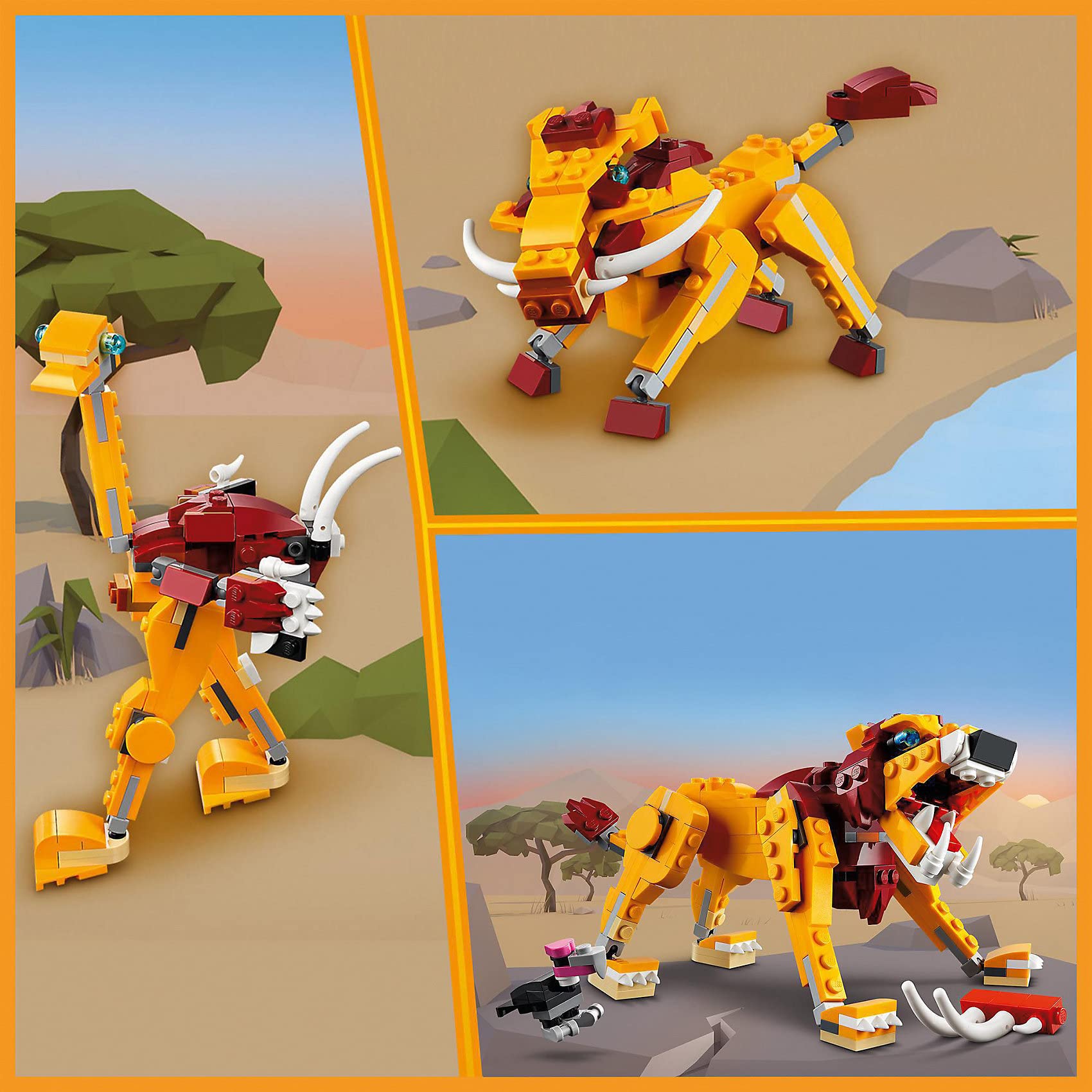 Foto 7 pulgar | Juguete Lego Creator 3 En 1: León Salvaje, Avestruz Y Jabalí, 224 Piezas - Venta Internacional.