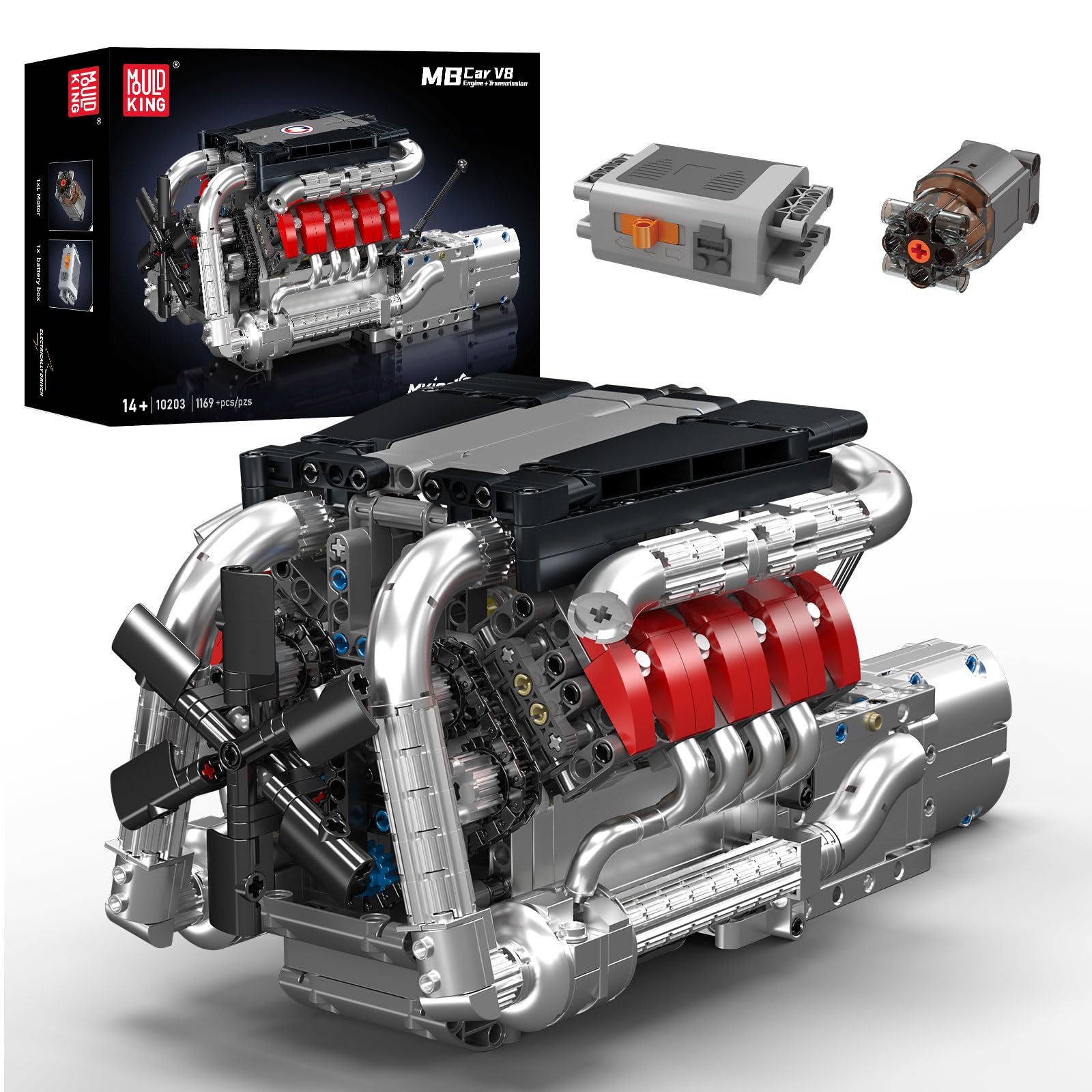 Kit De Bloques De Construcción Mould King 10203, Motor V8, Modelo 1169 Unidades - Venta Internacional.