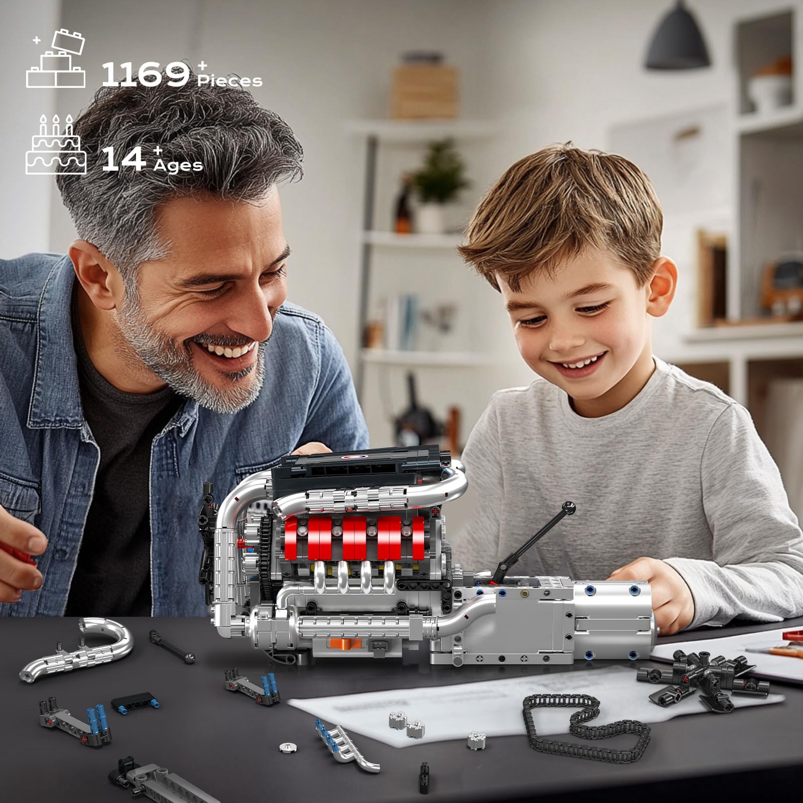 Foto 6 pulgar | Kit De Bloques De Construcción Mould King 10203, Motor V8, Modelo 1169 Unidades - Venta Internacional.