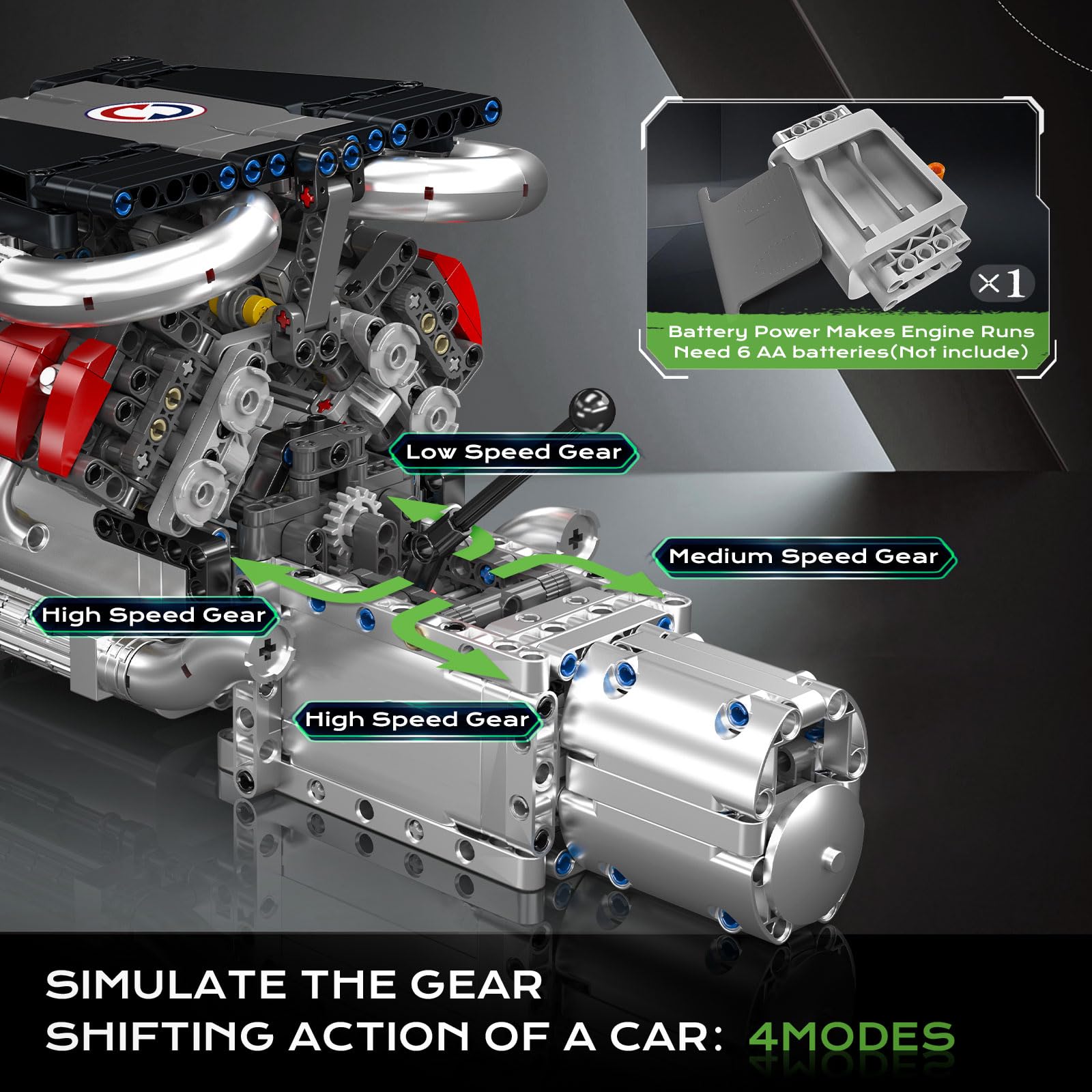 Foto 6 | Kit De Bloques De Construcción Mould King 10203, Motor V8, Modelo 1169 Unidades - Venta Internacional.