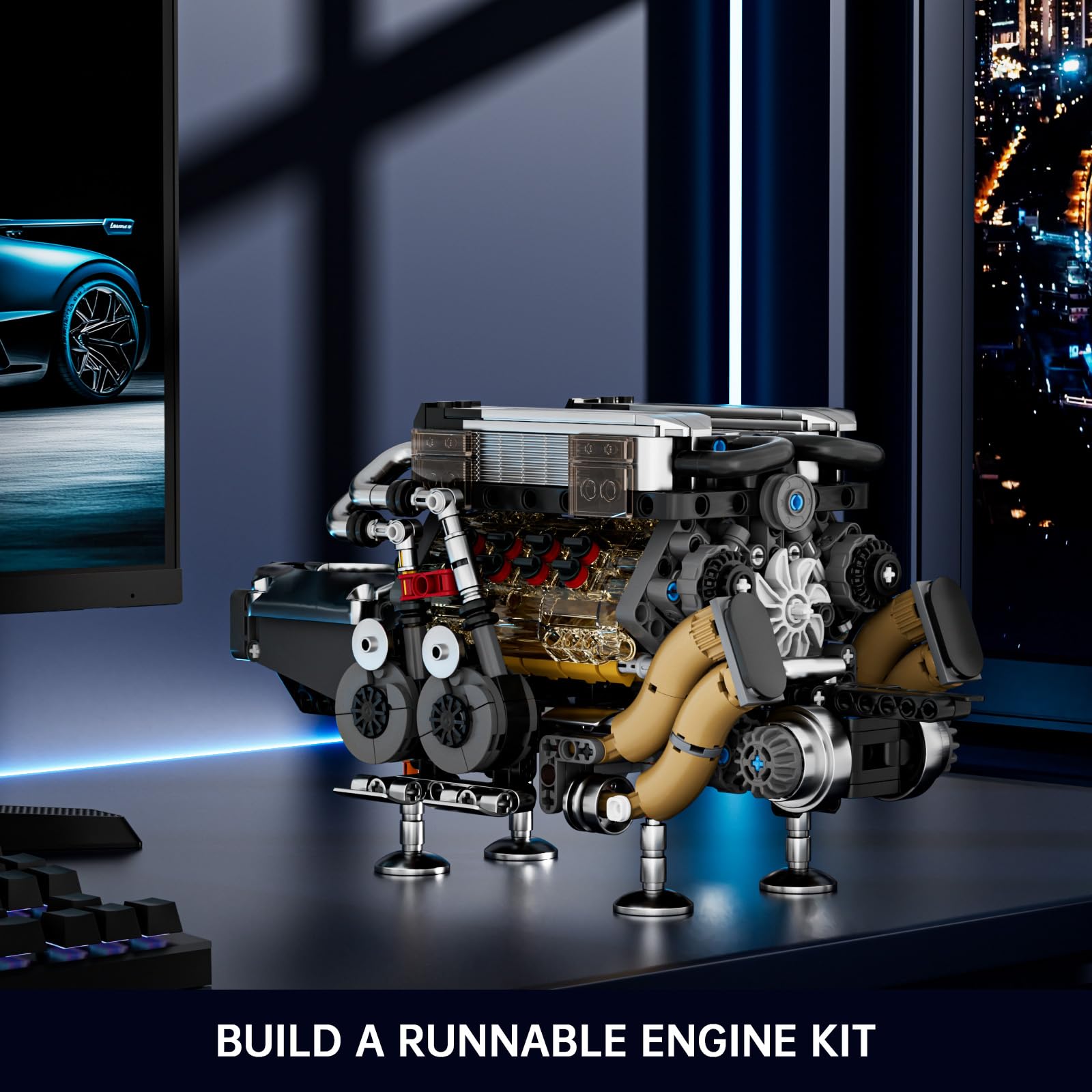 Foto 5 pulgar | Kit De Motor Mould King W16 Twin V8 Visible, Motor De Coche, 952 Unidades - Venta Internacional.
