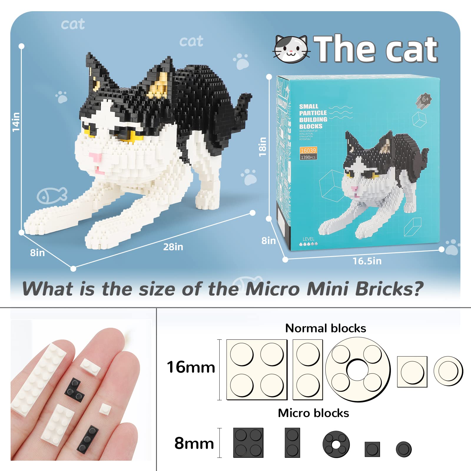 Foto 3 pulgar | Bloques De Construcción Qlt Qiaoletong Cat Mini 1390 Unidades Para Niños Mayores De 10 Años - Venta Internacional.
