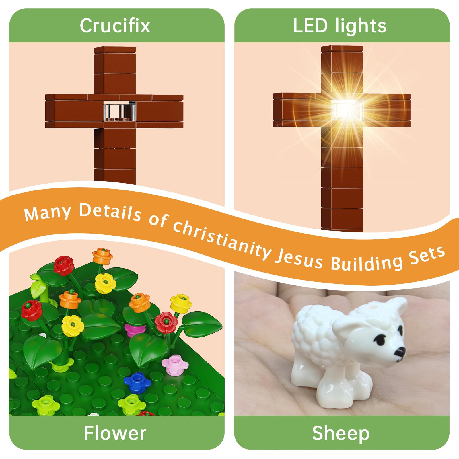 Foto 4 pulgar | Set De Bloques De Construcción Vonado Jesus The Shepherd God 324pcs - Venta Internacional.