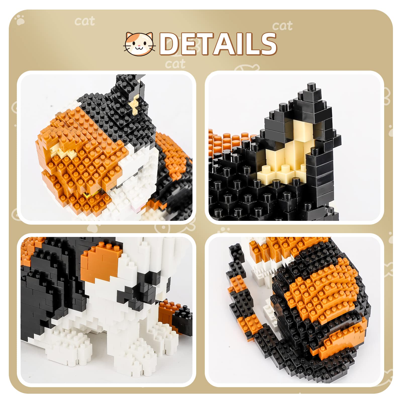 Foto 4 pulgar | Building Blocks Qlt Qiaoletong Cat Mini 1300 Unidades Para Niños Mayores De 12 Años - Venta Internacional.