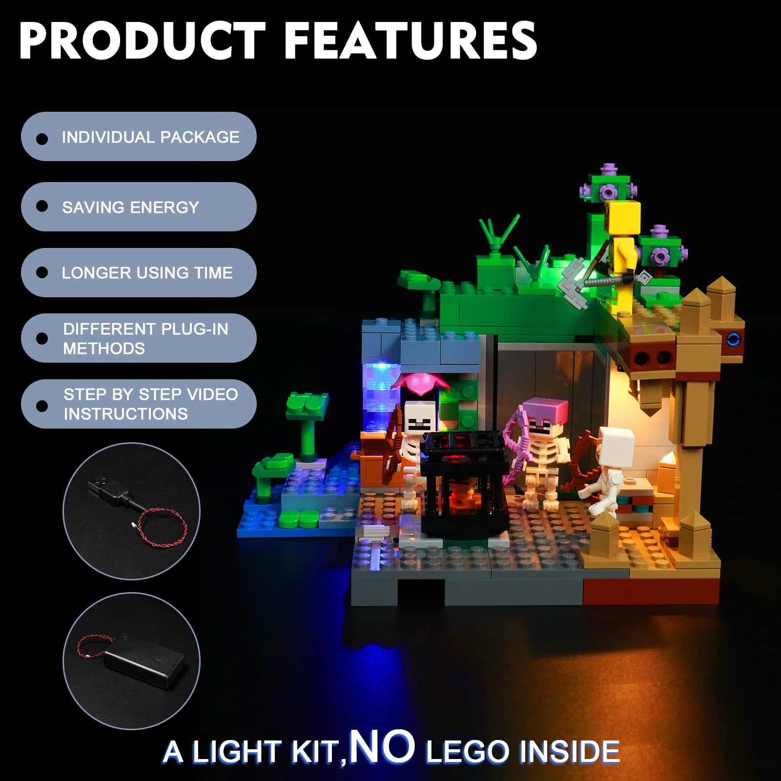 Foto 5 pulgar | Kit De Iluminación Para Lego Minecraft The Skeleton Dungeon 21189 - Venta Internacional.
