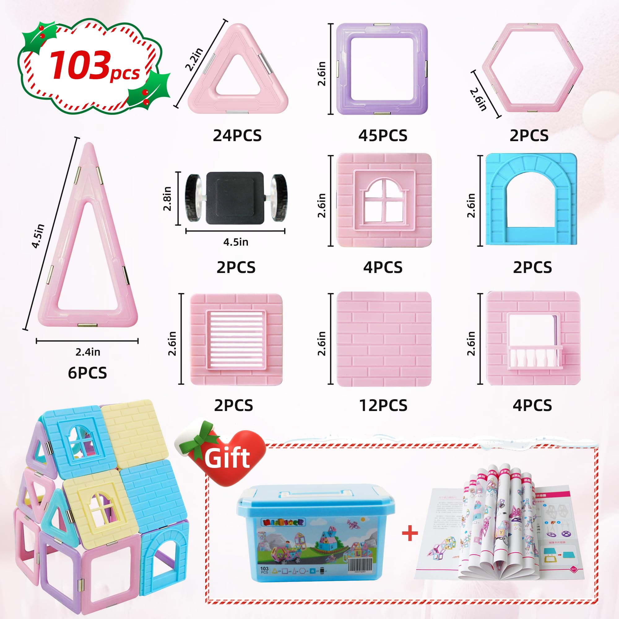 Foto 3 pulgar | Juego De Bloques De Construcción Magnéticos Magblock 103 Piezas Para Más De 3 Años - Venta Internacional.