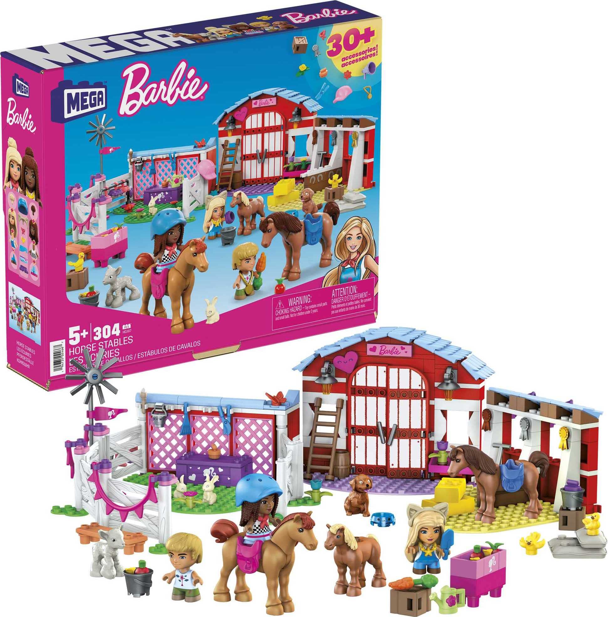 Foto 2 pulgar | Set De Construcción De Juguetes Mega Barbie Pets Horse Con 3 Micromuñecas - Venta Internacional.