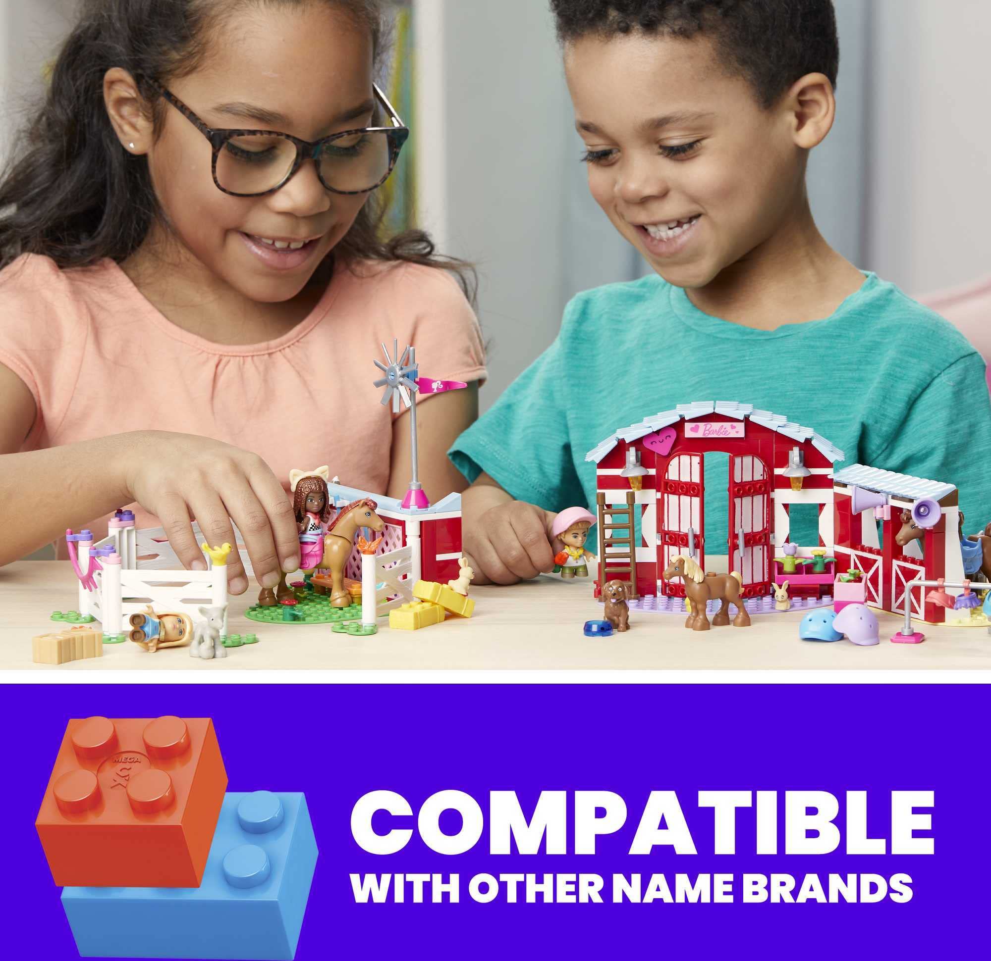 Foto 2 | Set De Construcción De Juguetes Mega Barbie Pets Horse Con 3 Micromuñecas - Venta Internacional.