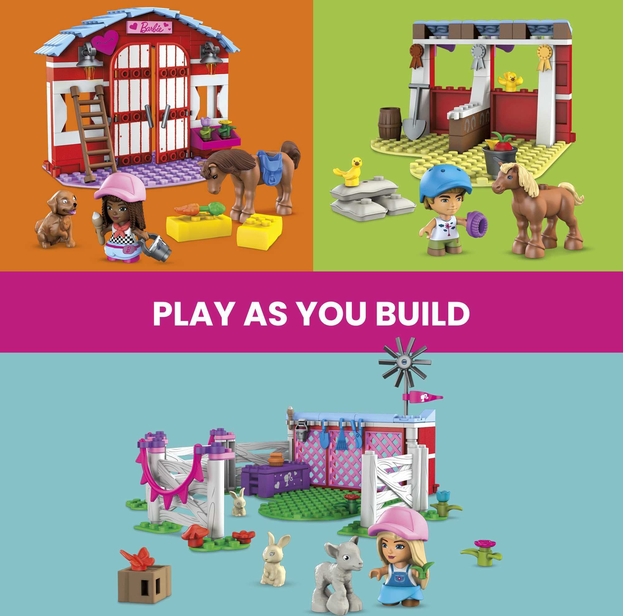 Foto 4 pulgar | Set De Construcción De Juguetes Mega Barbie Pets Horse Con 3 Micromuñecas - Venta Internacional.