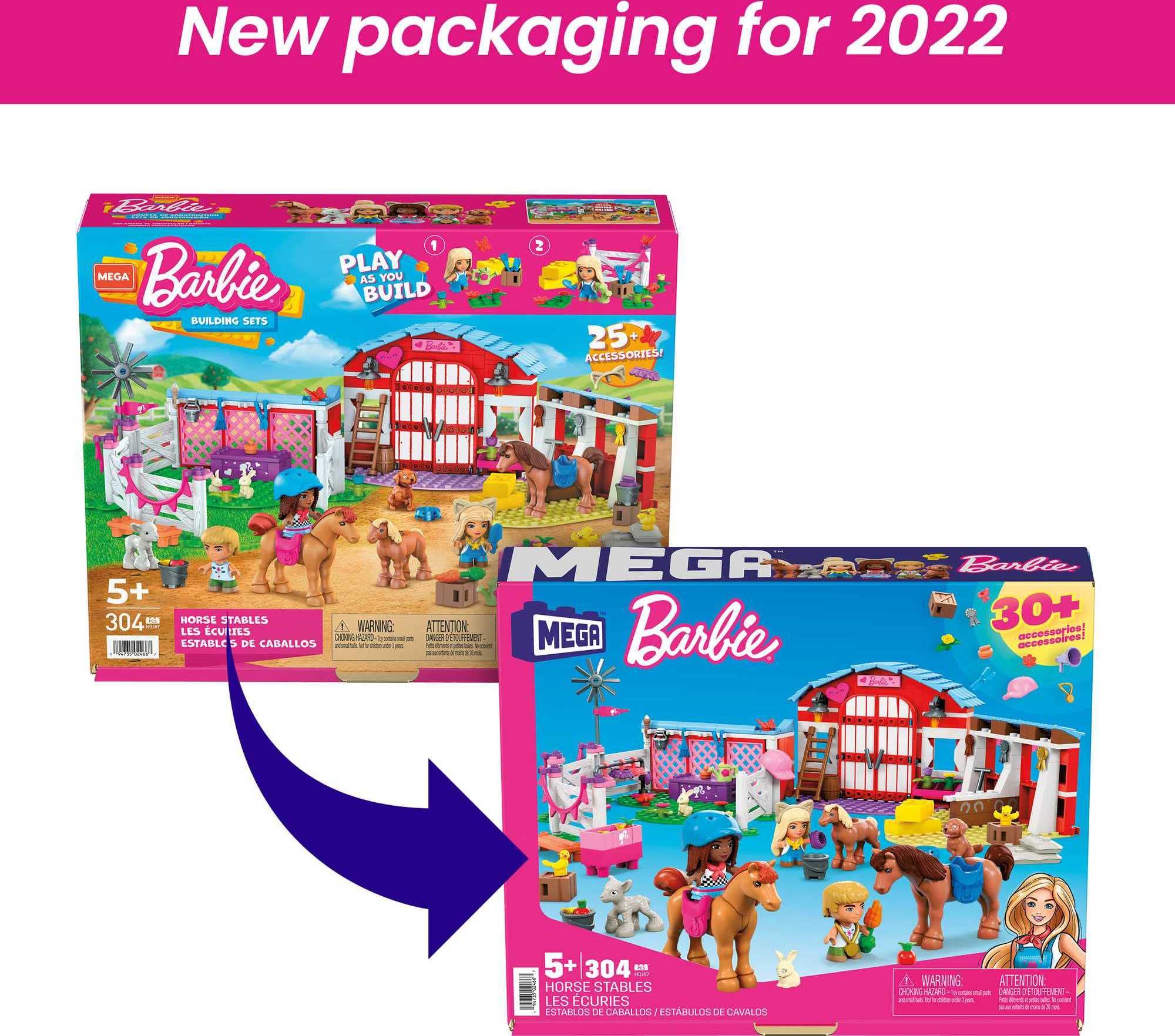 Foto 7 pulgar | Set De Construcción De Juguetes Mega Barbie Pets Horse Con 3 Micromuñecas - Venta Internacional.
