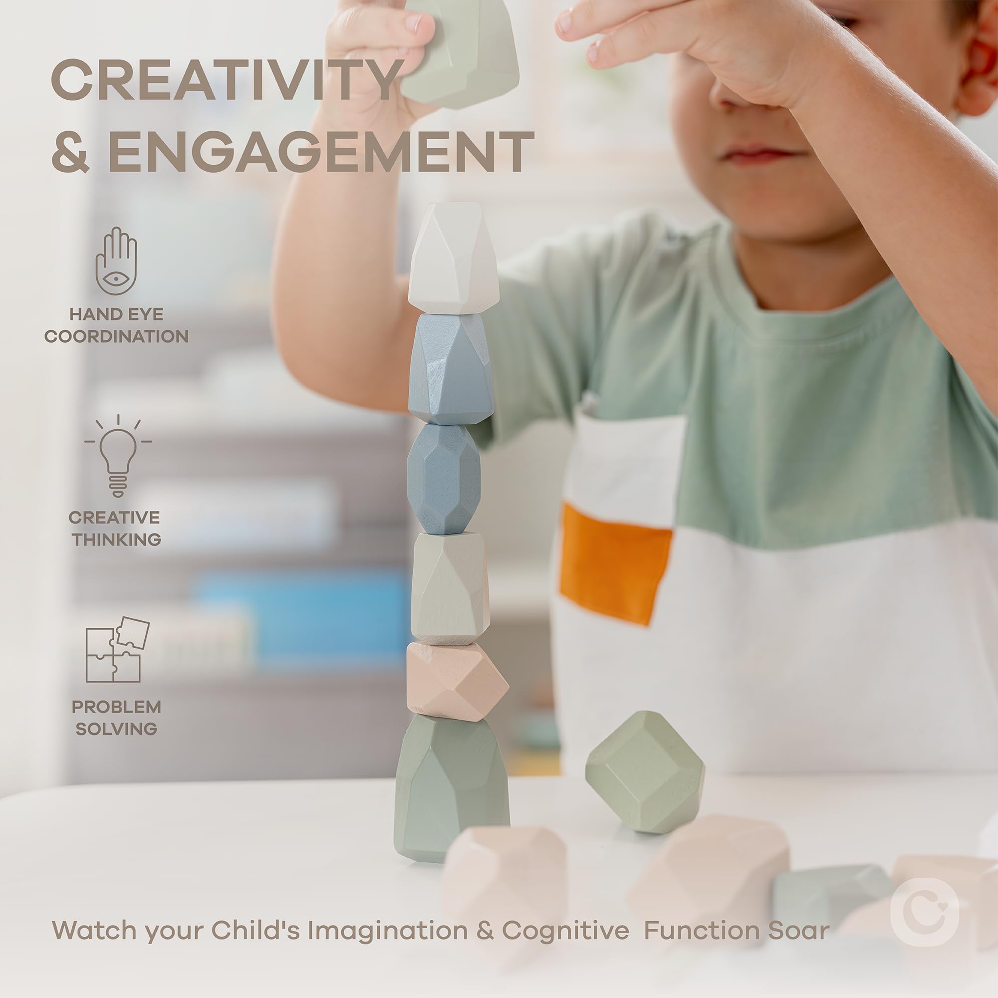 Foto 4 pulgar | Juguetes Sensoriales De Madera Stacking Rocks Comfy Cubs, 36 Piezas - Venta Internacional.