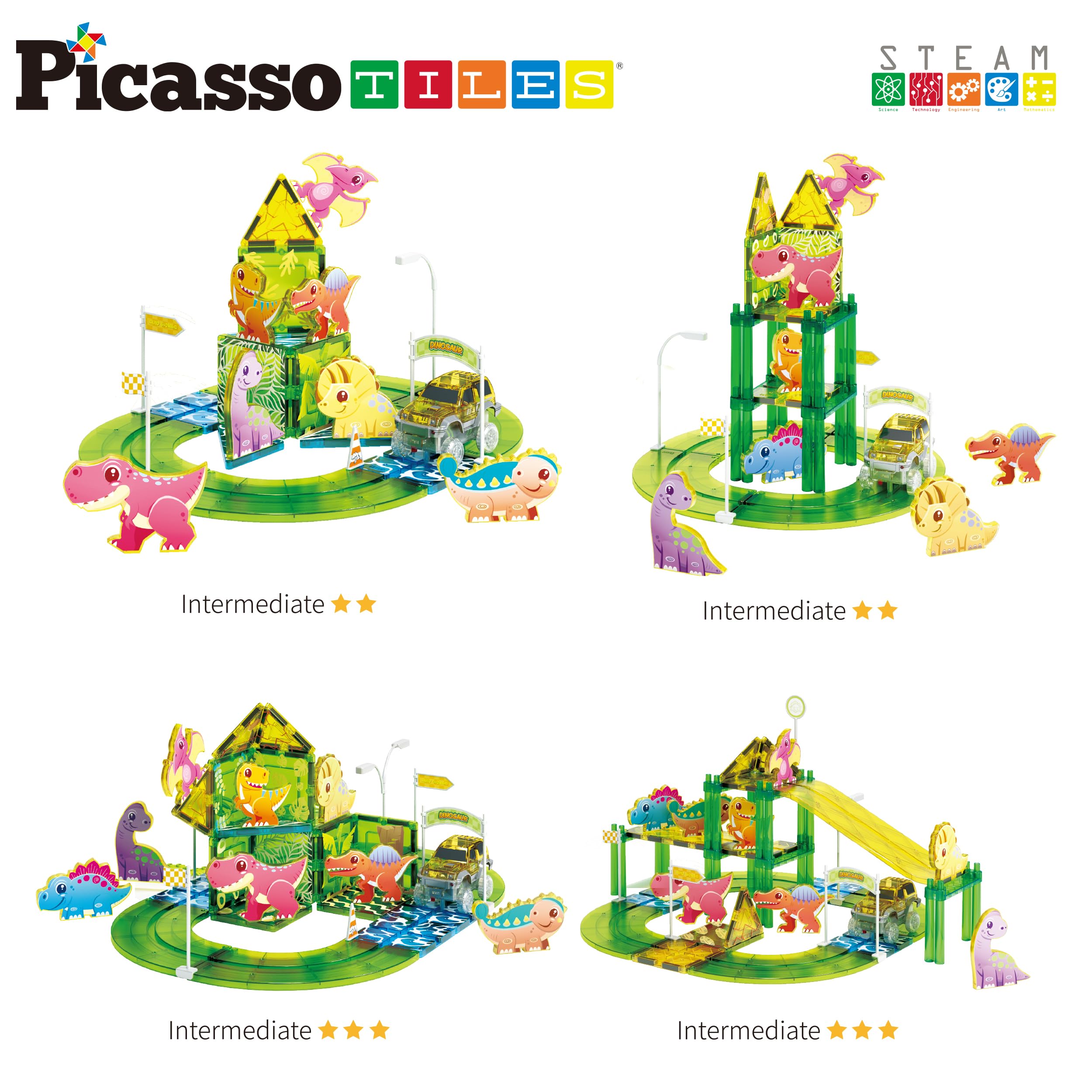 Foto 5 pulgar | Teja Magnética Con Diseño De Dinosaurio De Toy Picassotiles, Pista De Carreras, Ptr02 - Venta Internacional.