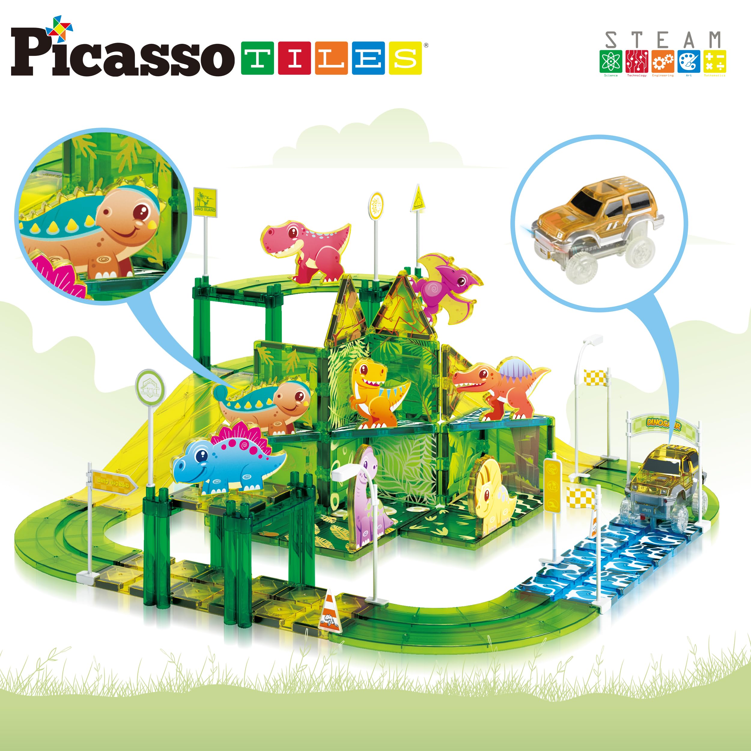 Foto 6 pulgar | Teja Magnética Con Diseño De Dinosaurio De Toy Picassotiles, Pista De Carreras, Ptr02 - Venta Internacional.