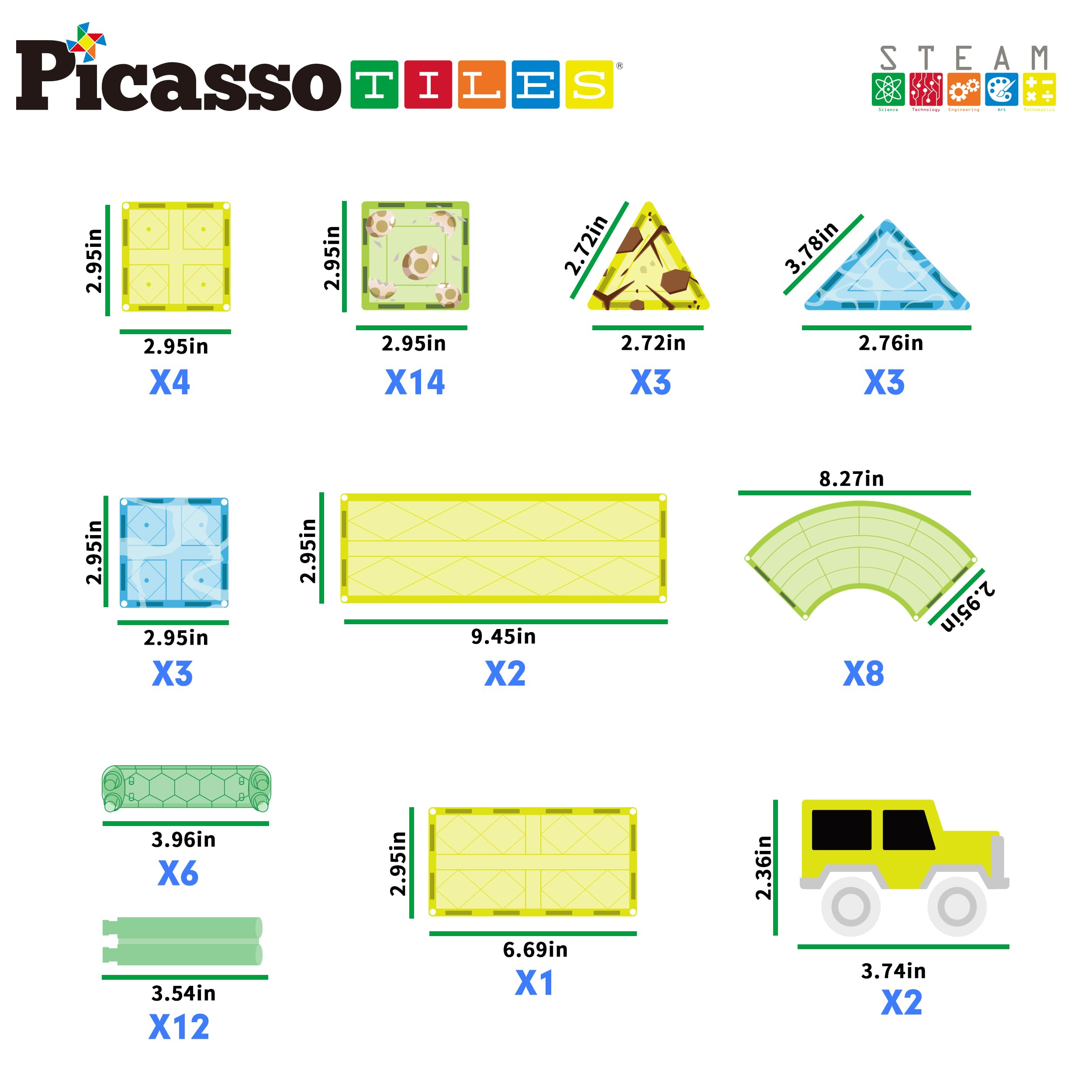 Foto 7 pulgar | Teja Magnética Con Diseño De Dinosaurio De Toy Picassotiles, Pista De Carreras, Ptr02 - Venta Internacional.