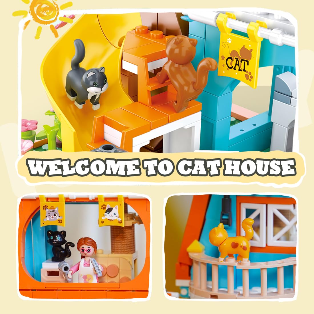Foto 5 pulgar | Set De Construcción Cat House Con 8 Gatos Y Muñecas Compatibles Con Lego Friends - Venta Internacional.