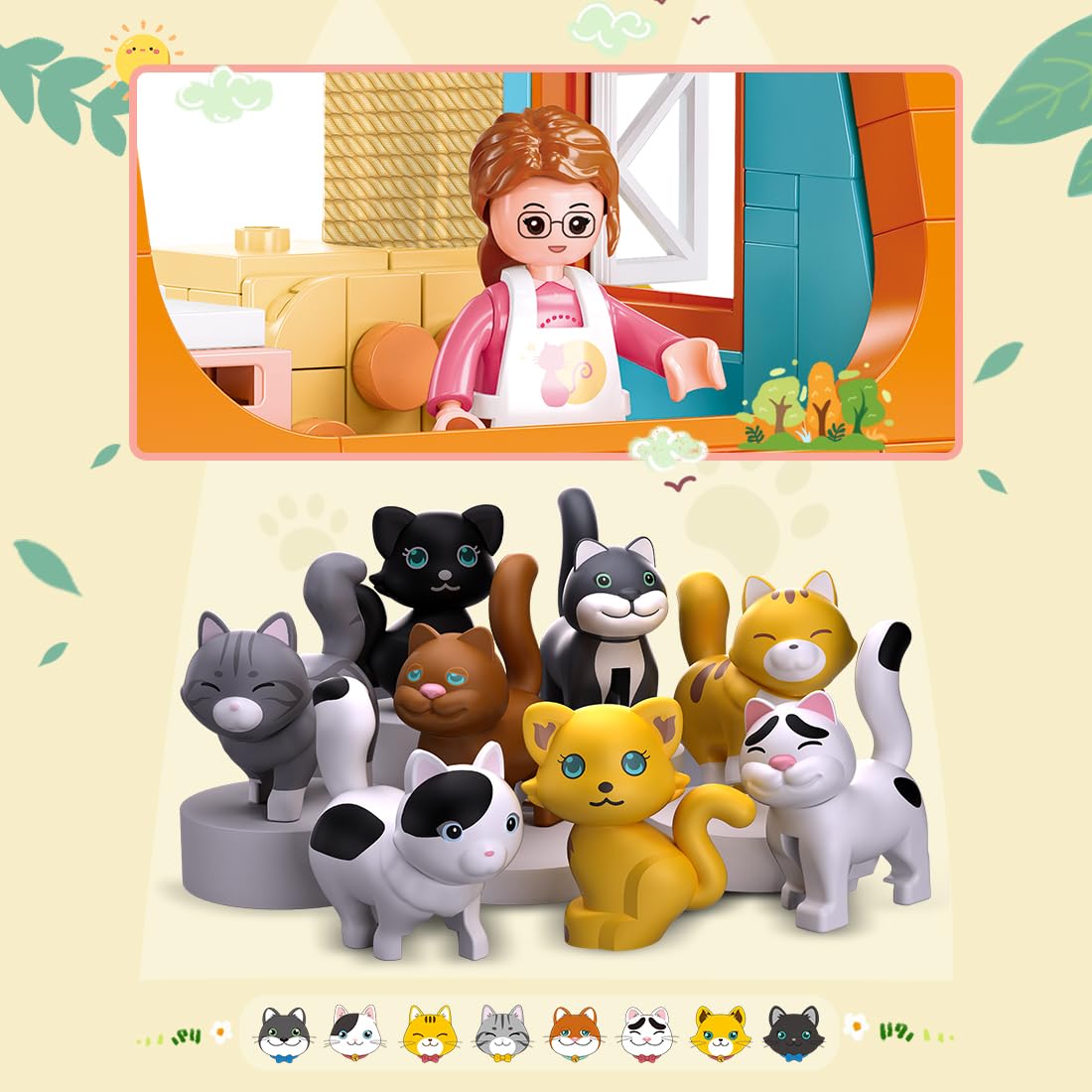 Foto 7 | Set De Construcción Cat House Con 8 Gatos Y Muñecas Compatibles Con Lego Friends - Venta Internacional.